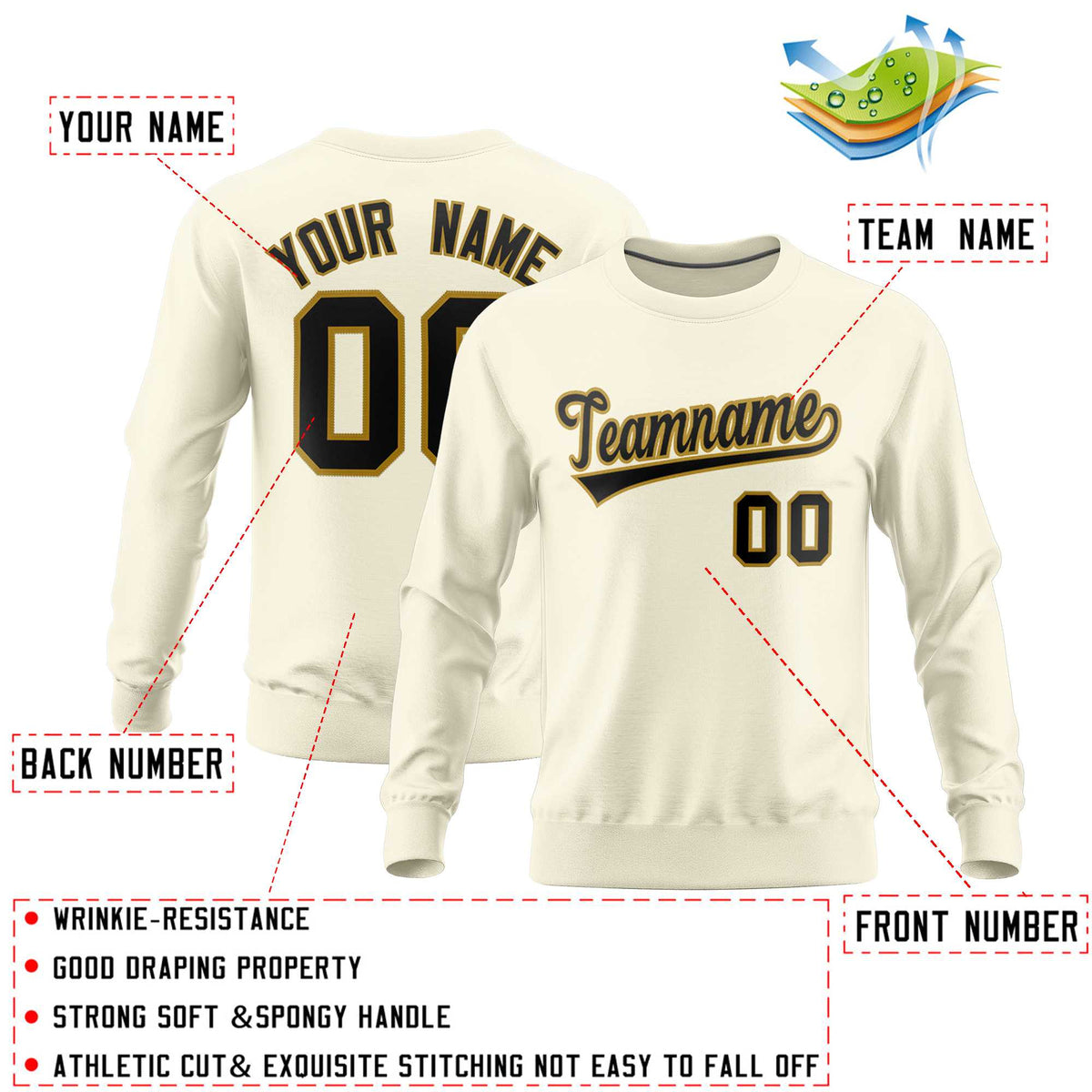 Custom Cream Classic Style Personalized Uniform Pullover Hoodie| KXKSHOP