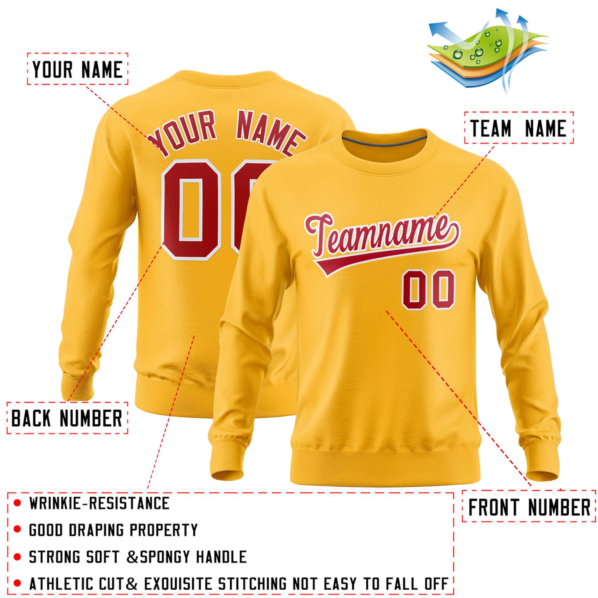 Custom Gold Classic Style Personalized Uniform Pullover Hoodie| KXKSHOP