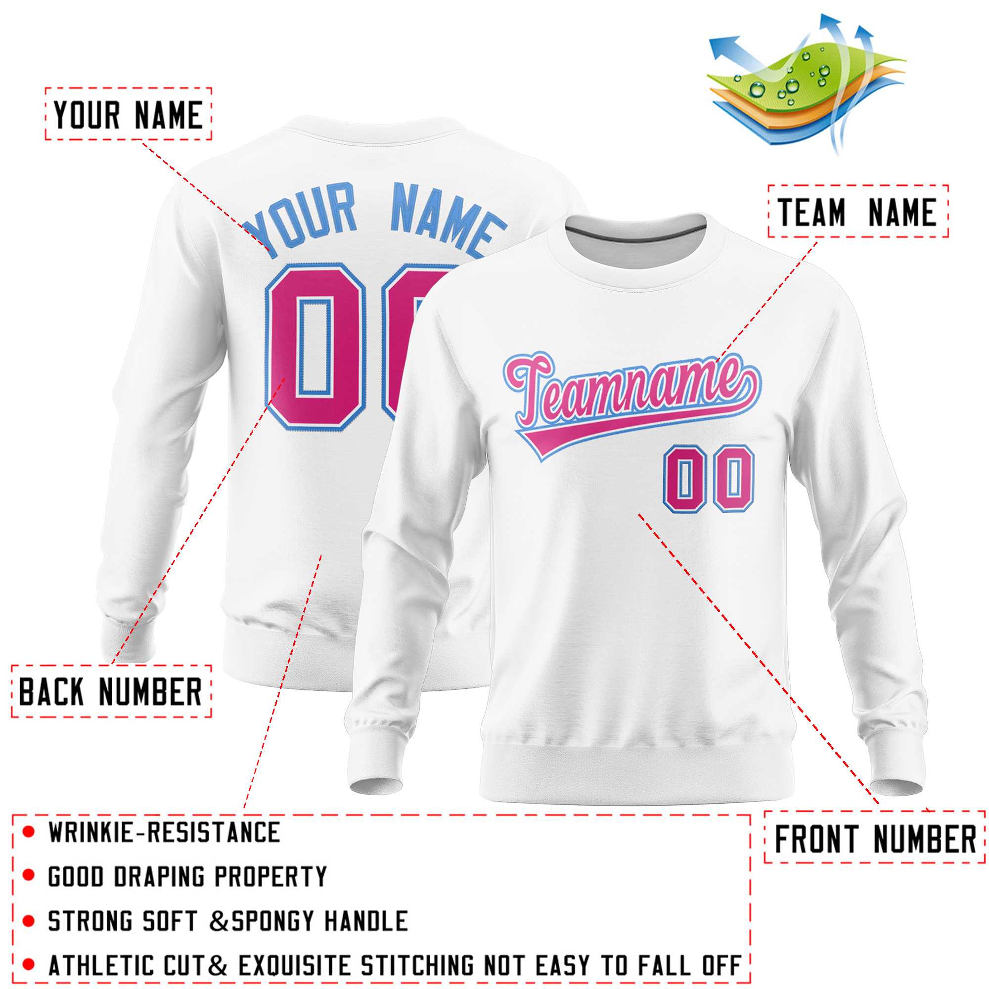 Custom White Classic Style Personalized Uniform Pullover Hoodie| KXKSHOP