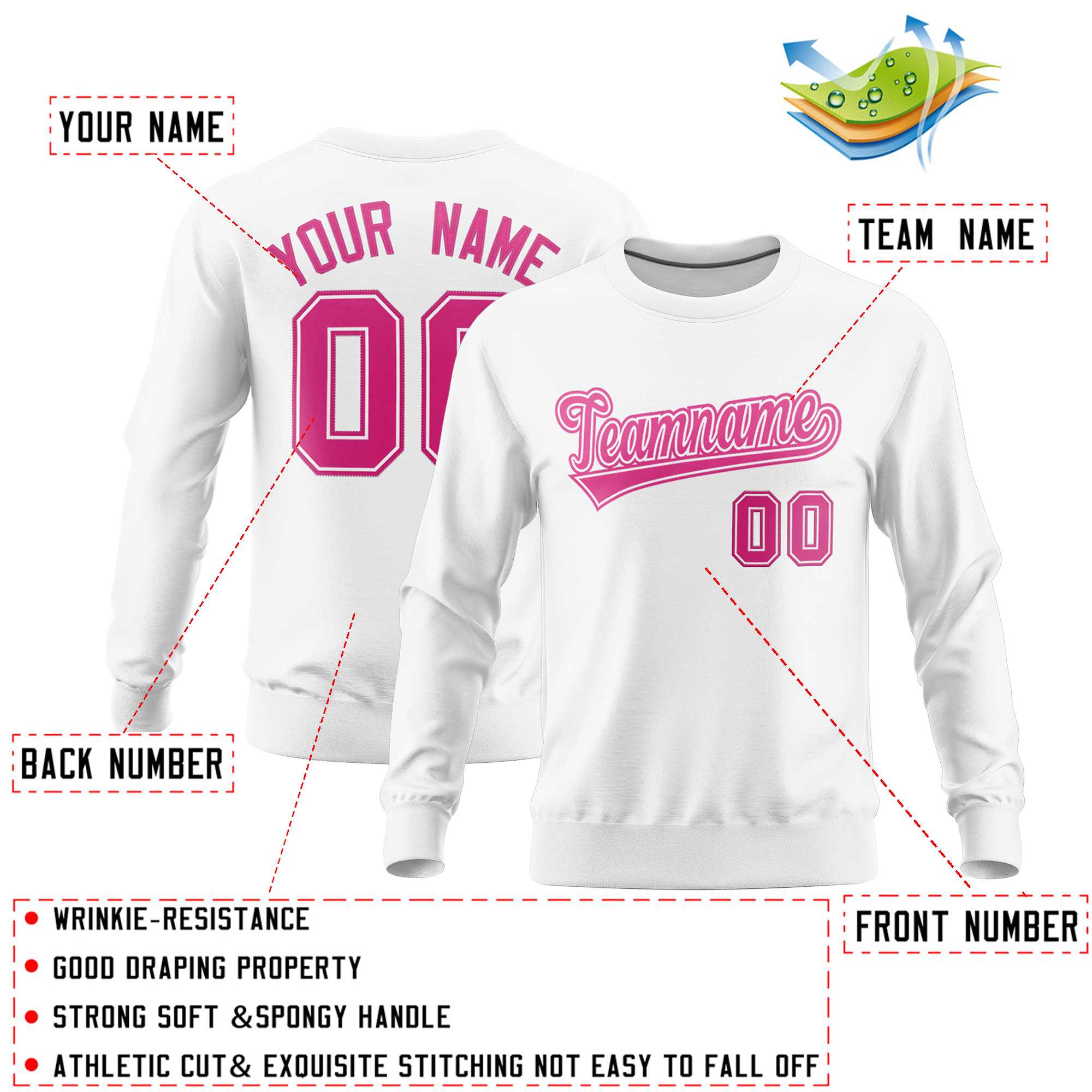 Custom White Classic Style Personalized Uniform Pullover Hoodie| KXKSHOP