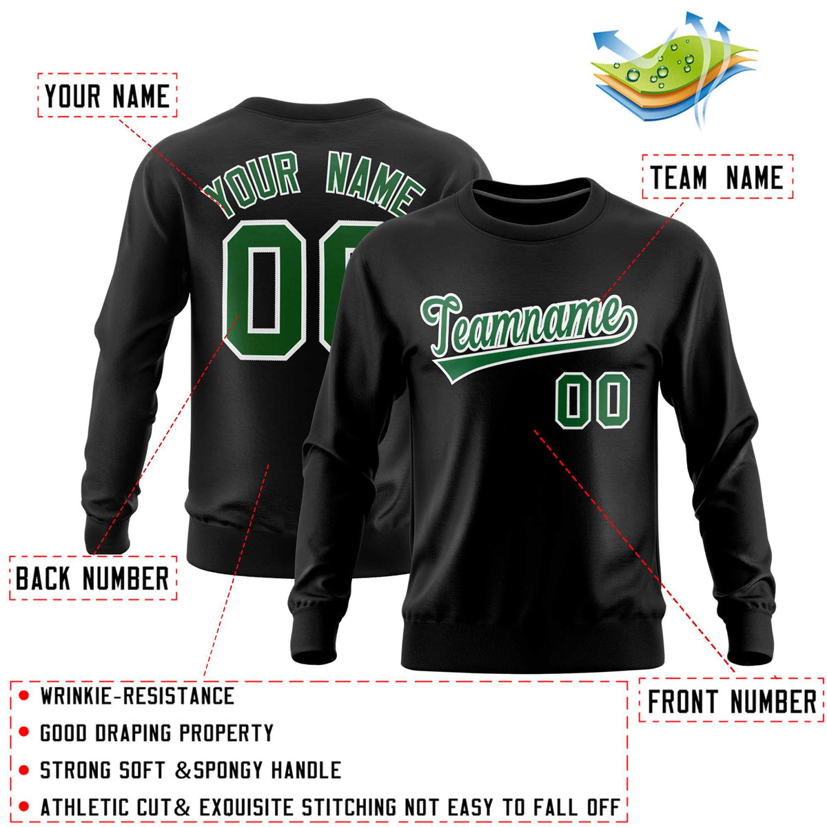 Custom Black Classic Style Personalized Uniform Pullover Hoodie| KXKSHOP