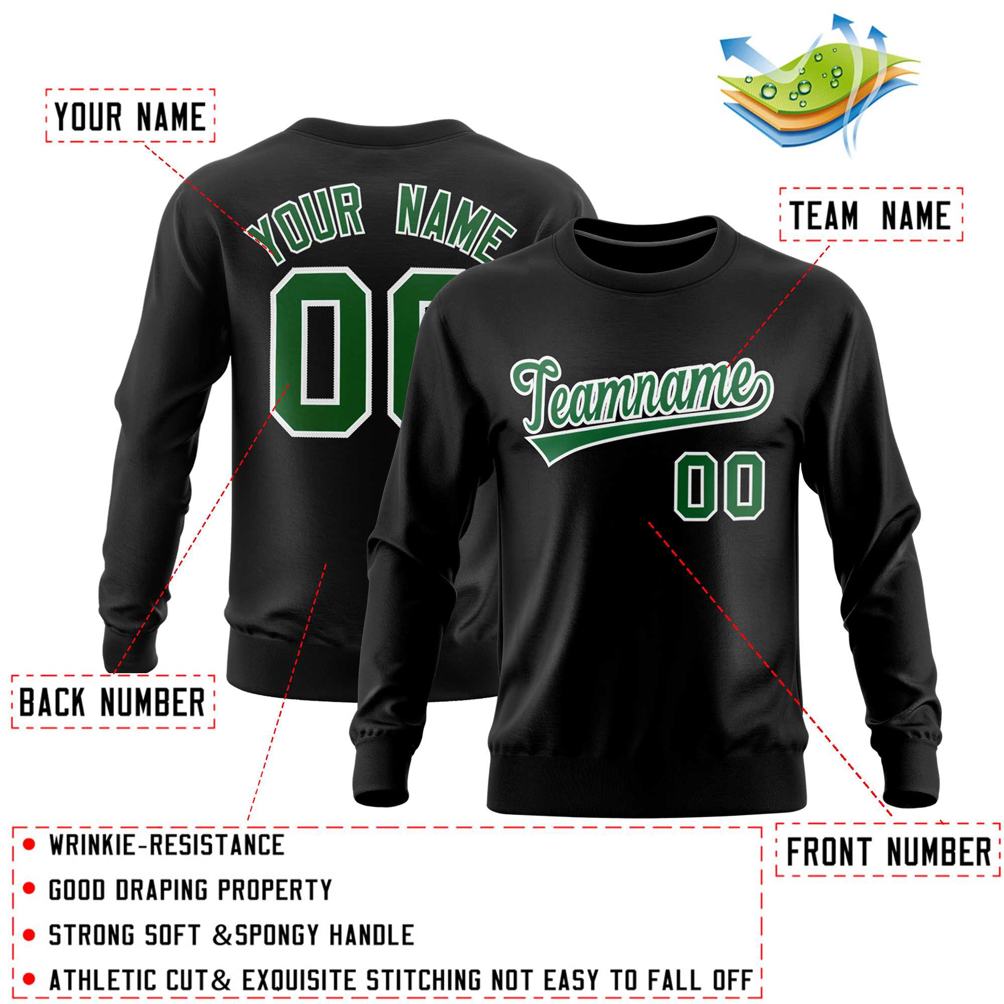 Custom Black Classic Style Personalized Uniform Pullover Hoodie| KXKSHOP