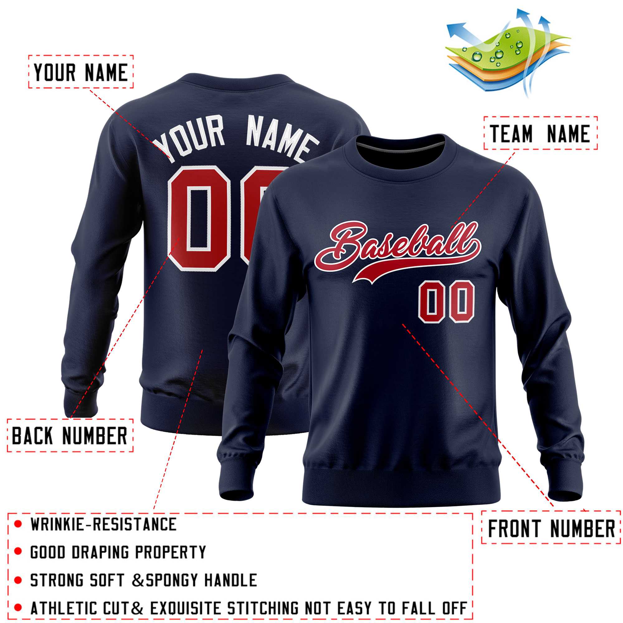 Custom Navy Classic Style Personalized Uniform Pullover Hoodie| KXKSHOP