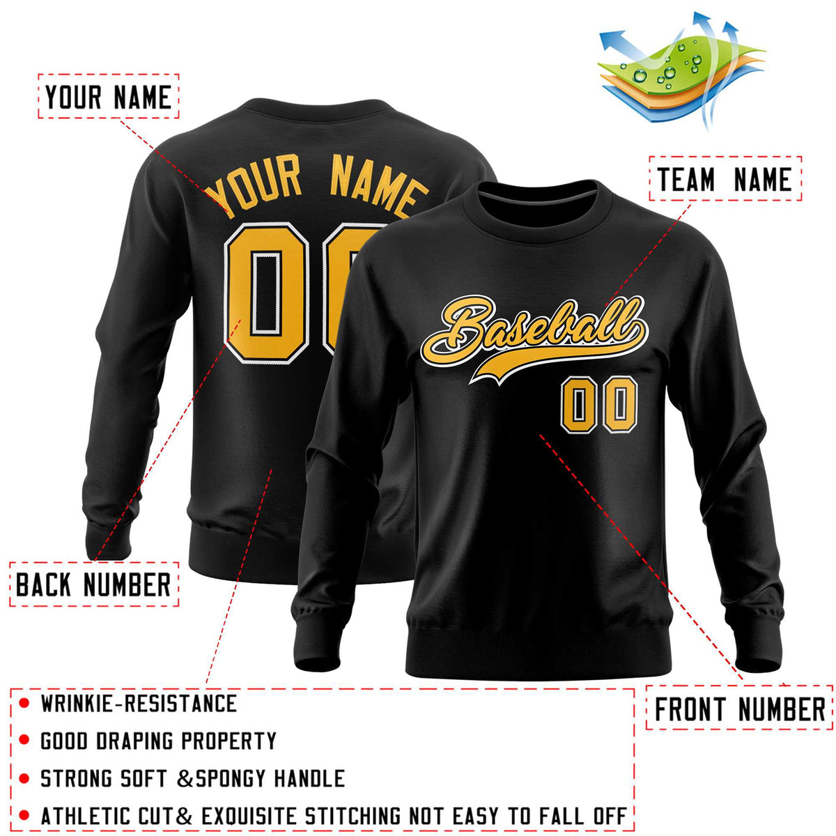 Custom Black Classic Style Personalized Uniform Pullover Hoodie| KXKSHOP