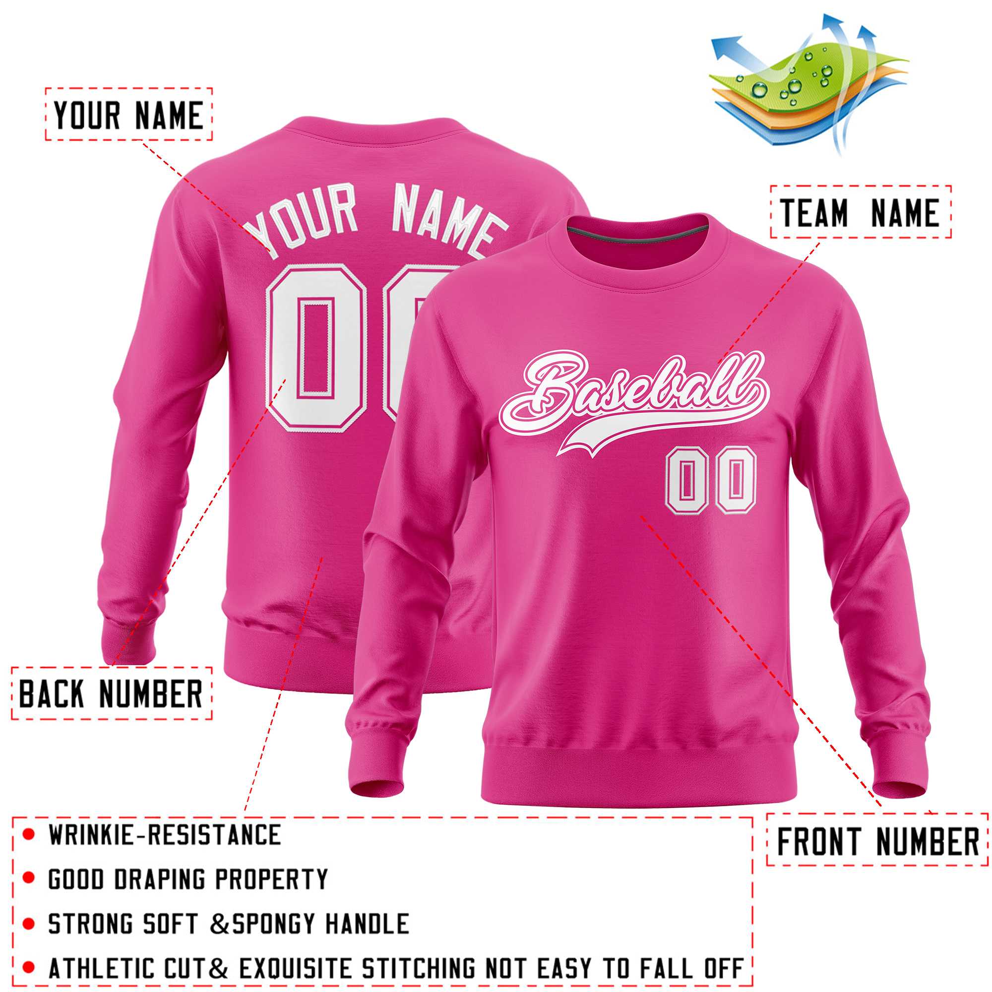 Custom Pink Classic Style Personalized Uniform Pullover Hoodie| KXKSHOP