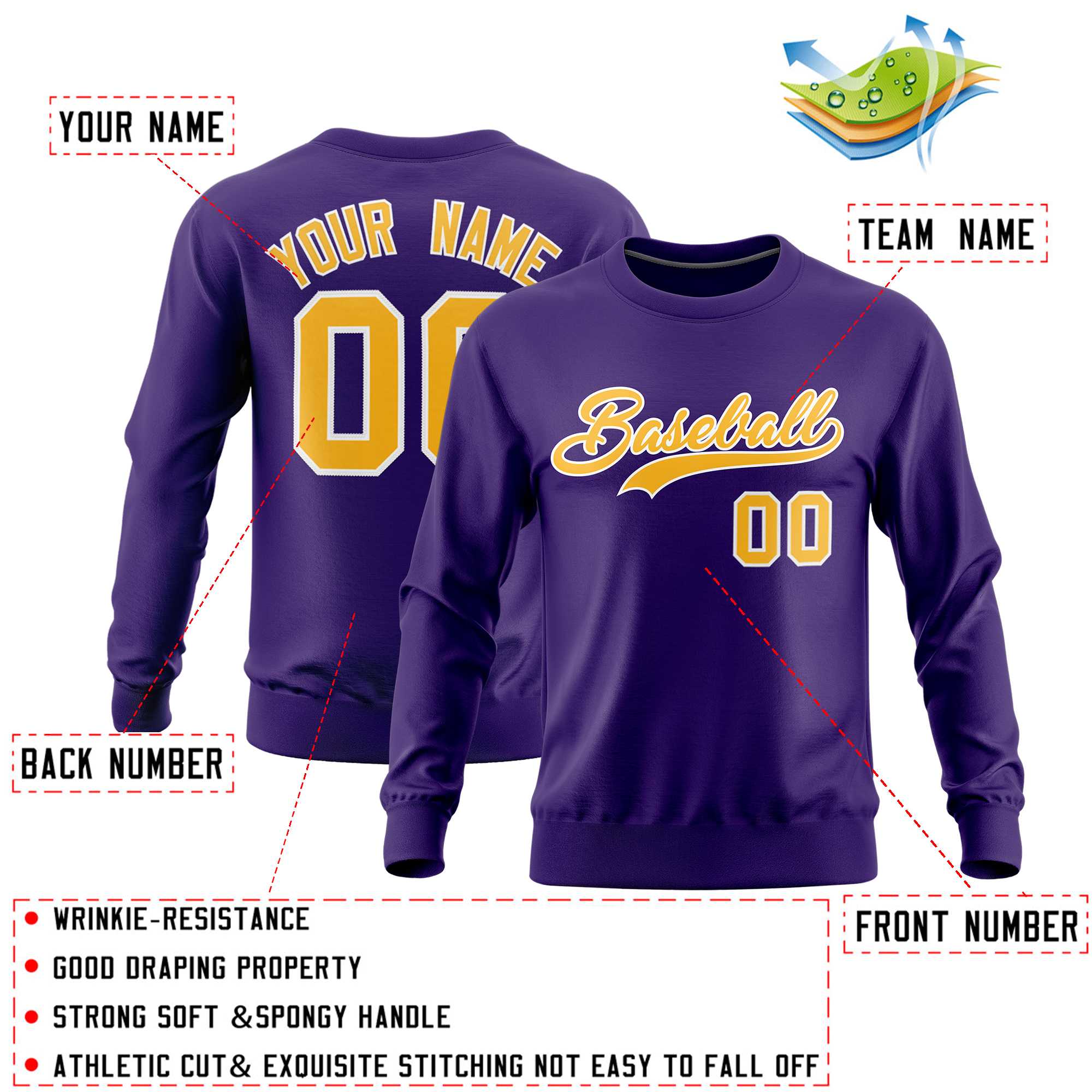 Custom Purple Classic Style Personalized Uniform Pullover Hoodie| KXKSHOP