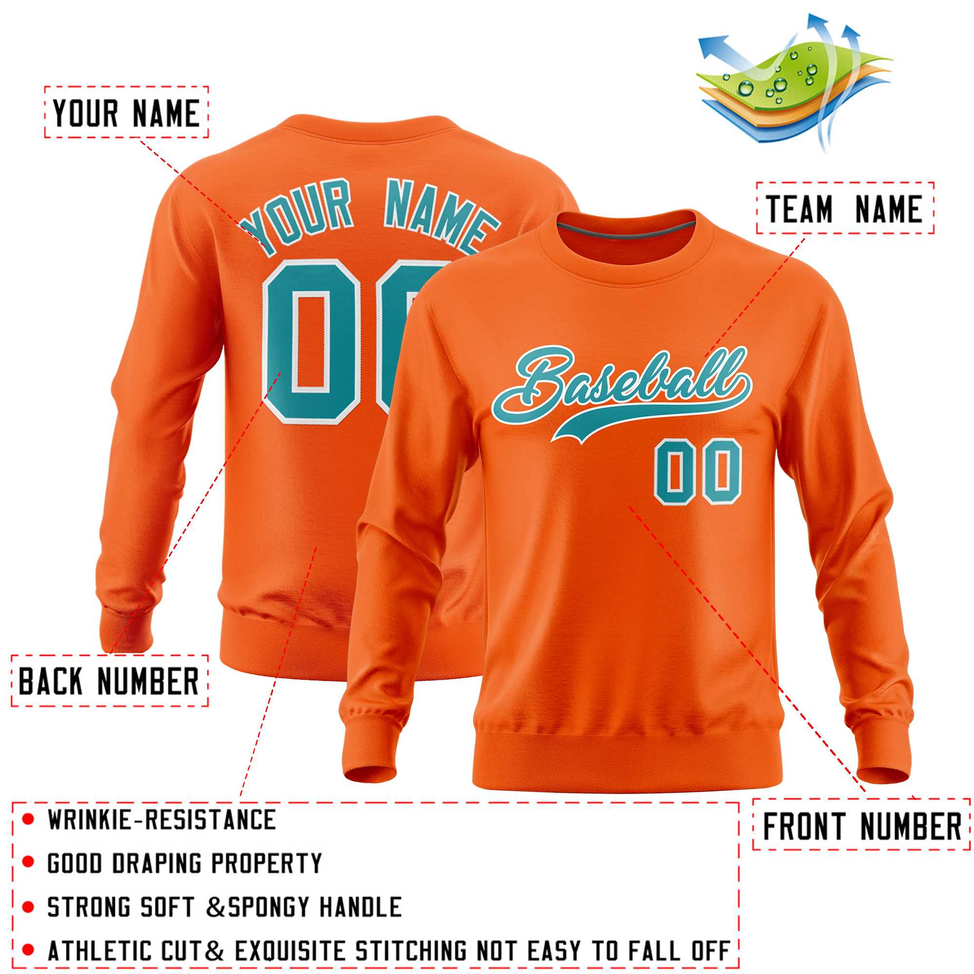 Custom Orange Classic Style Personalized Uniform Pullover Hoodie| KXKSHOP