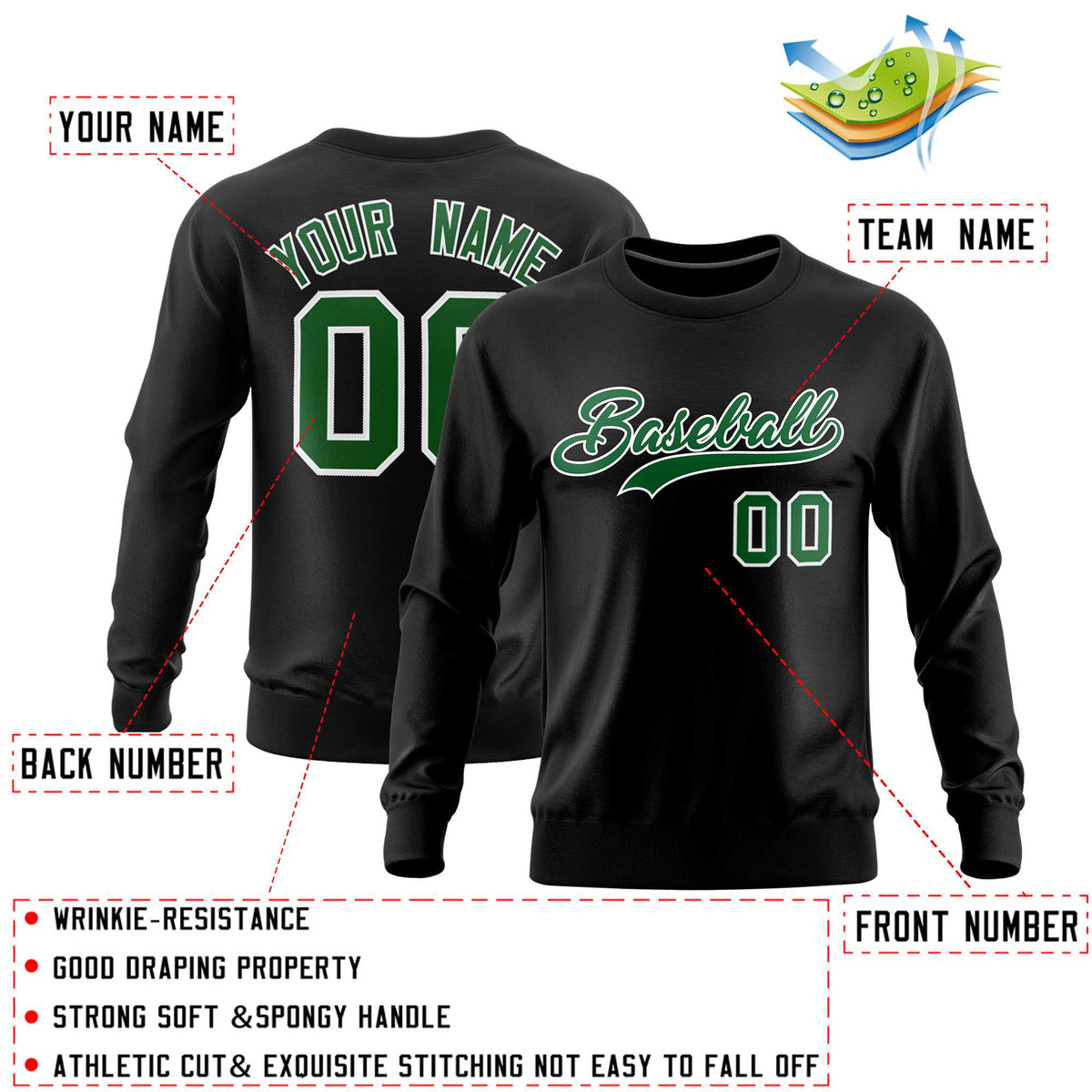 Custom Black Classic Style Personalized Uniform Pullover Hoodie| KXKSHOP