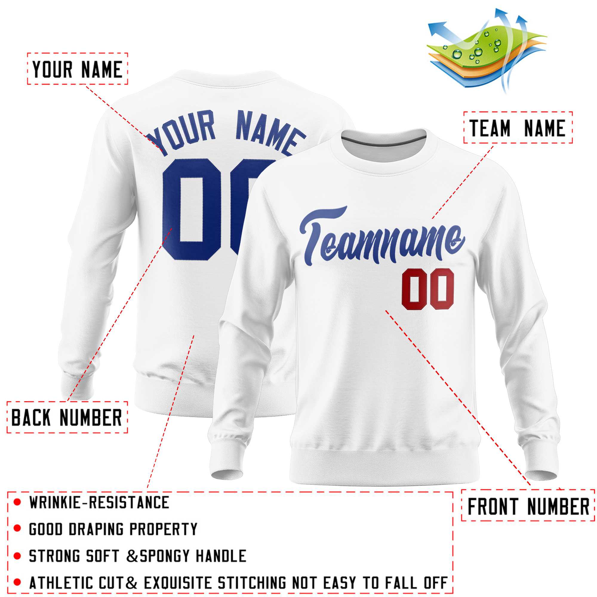 Custom White Classic Style Personalized Uniform Pullover Hoodie| KXKSHOP