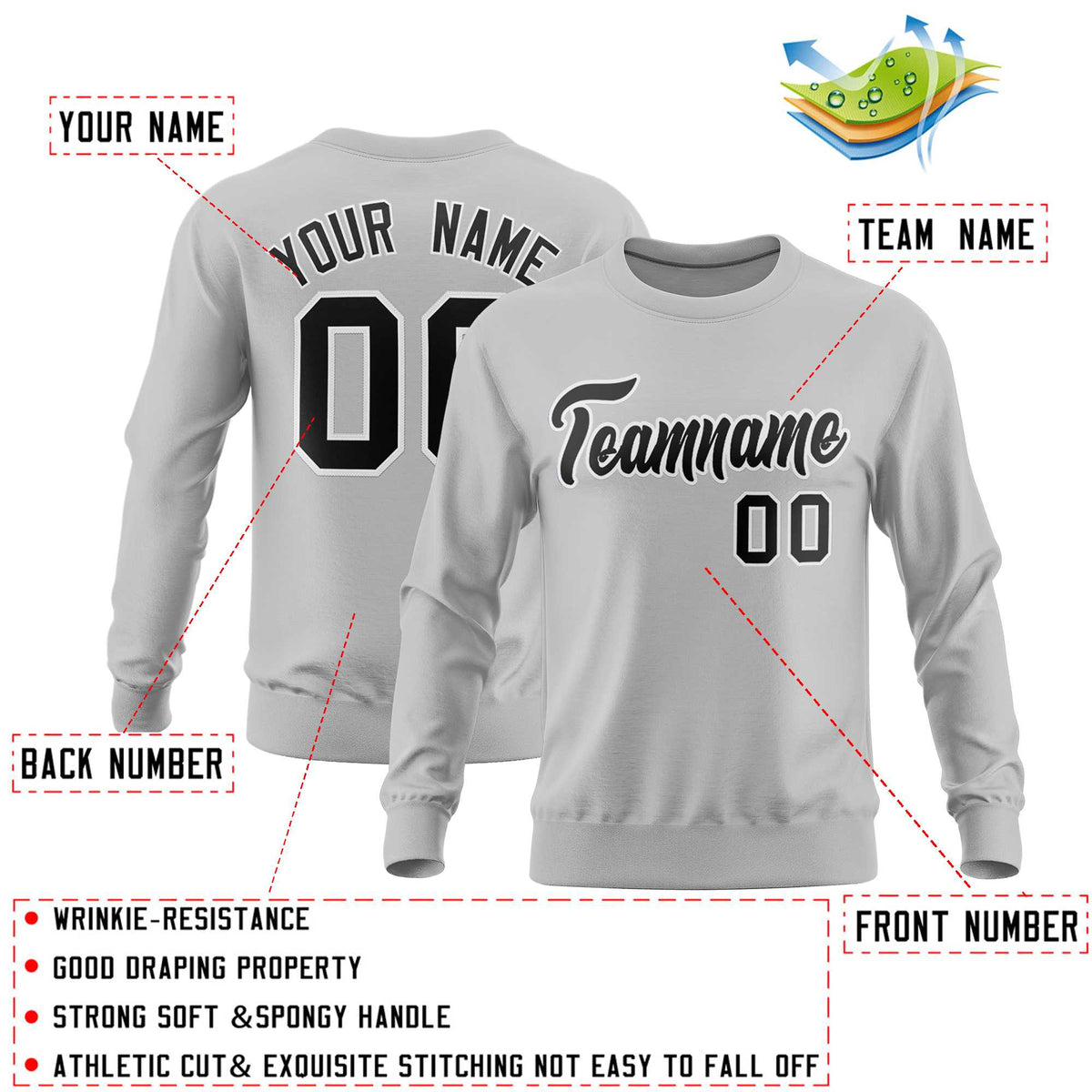 Custom Gray Classic Style Personalized Uniform Pullover Hoodie| KXKSHOP