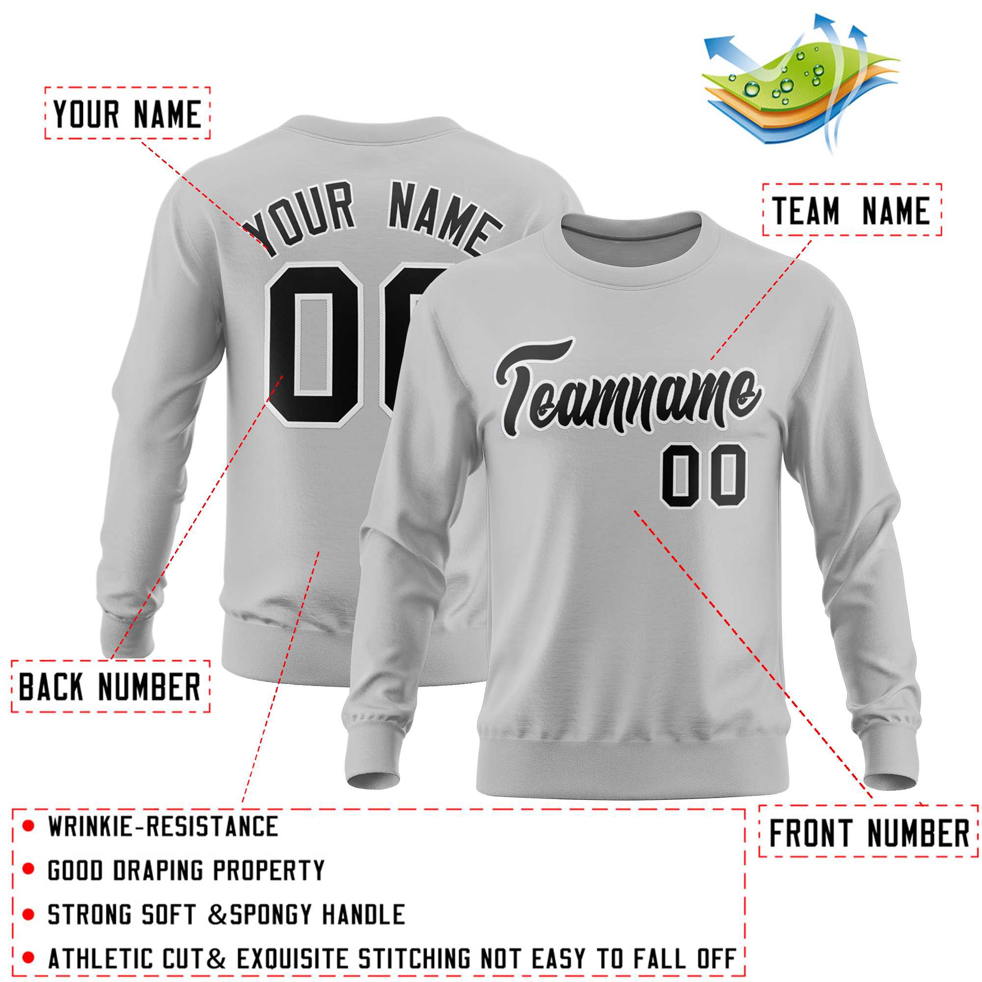 Custom Gray Classic Style Personalized Uniform Pullover Hoodie| KXKSHOP