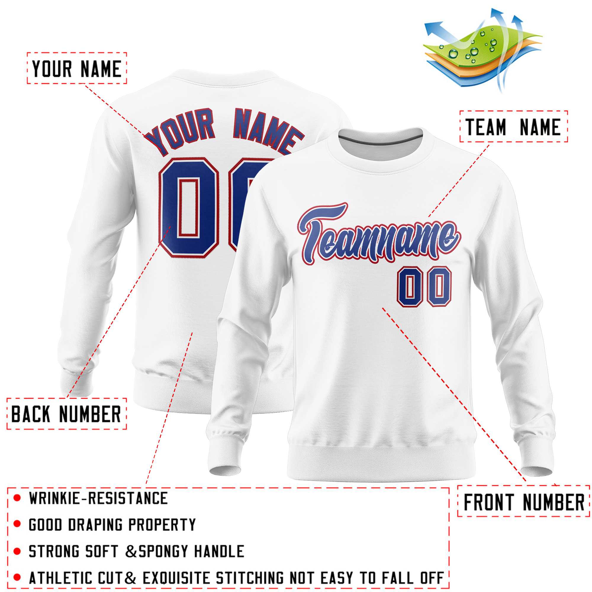 Custom White Classic Style Personalized Uniform Pullover Hoodie| KXKSHOP