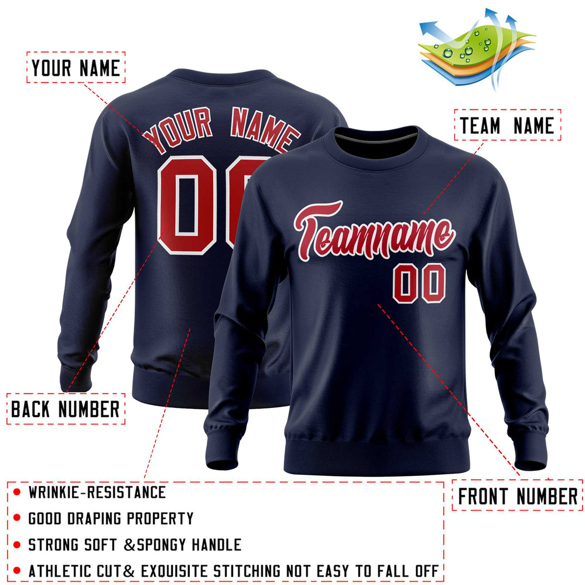 Custom Navy Classic Style Personalized Uniform Pullover Hoodie| KXKSHOP