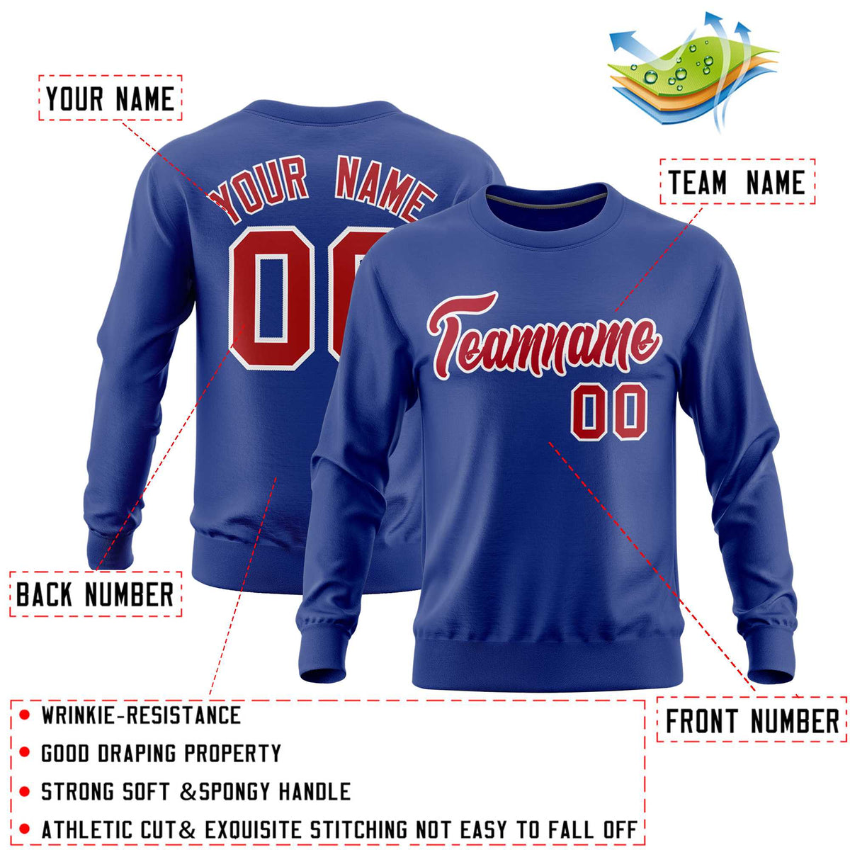 Custom Royal Classic Style Personalized Uniform Pullover Hoodie| KXKSHOP