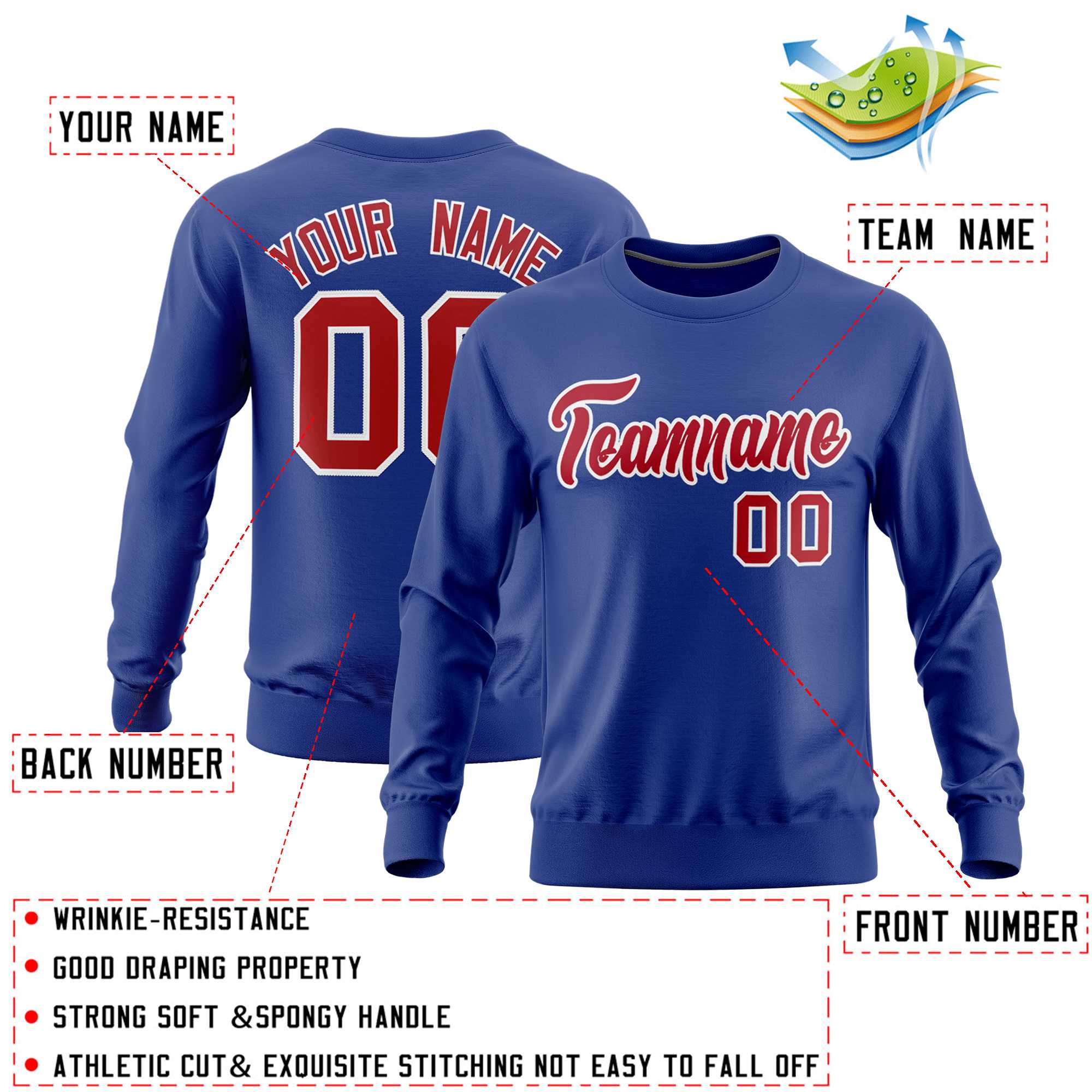 Custom Royal Classic Style Personalized Uniform Pullover Hoodie| KXKSHOP