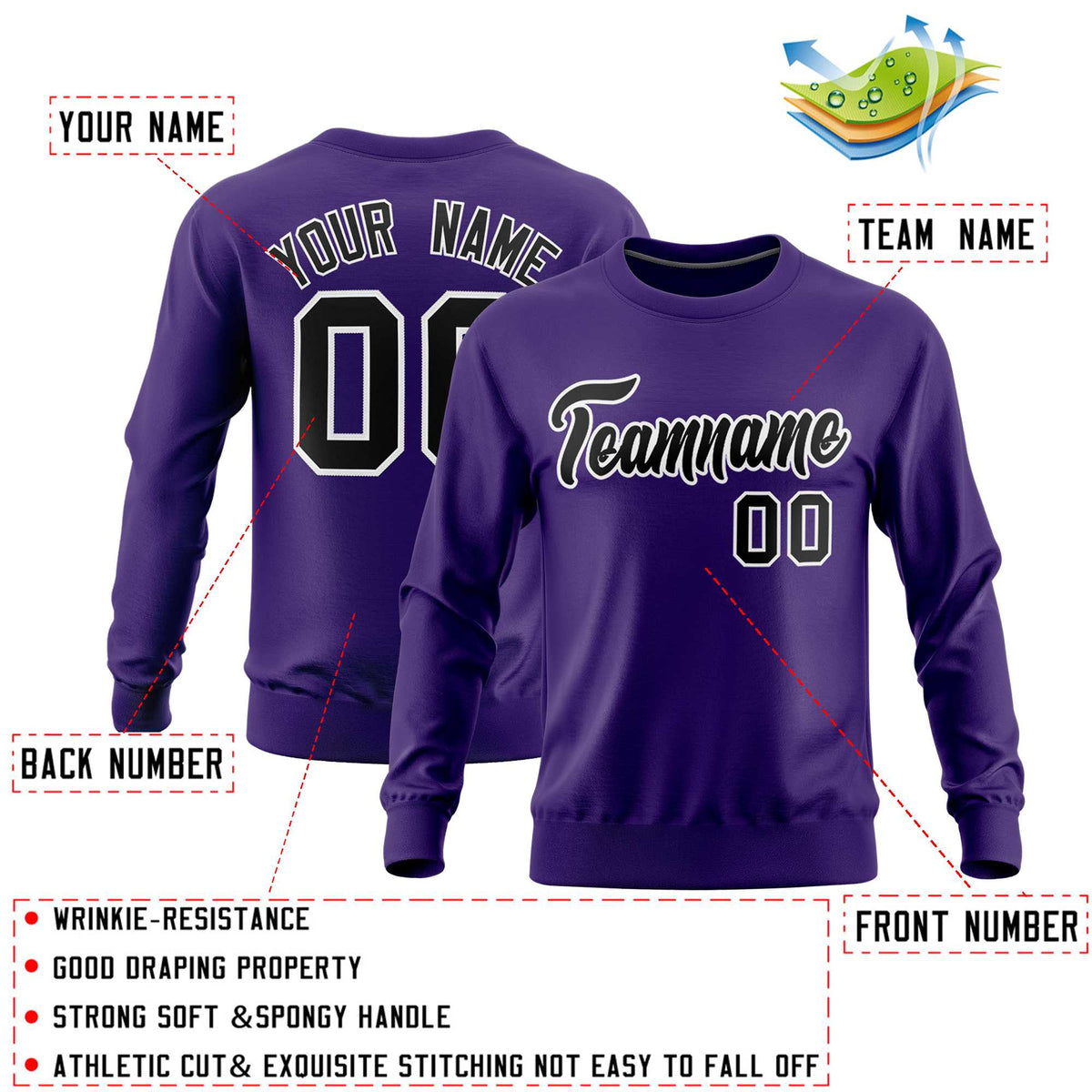 Custom Purple Classic Style Personalized Uniform Pullover Hoodie| KXKSHOP