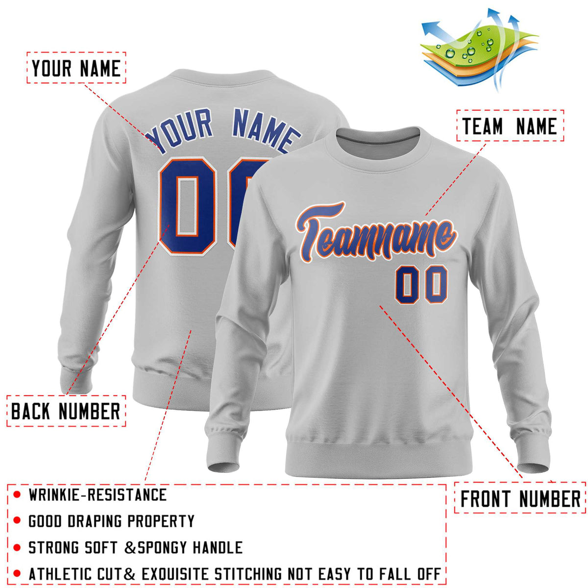 Custom Gray Classic Style Personalized Uniform Pullover Hoodie| KXKSHOP