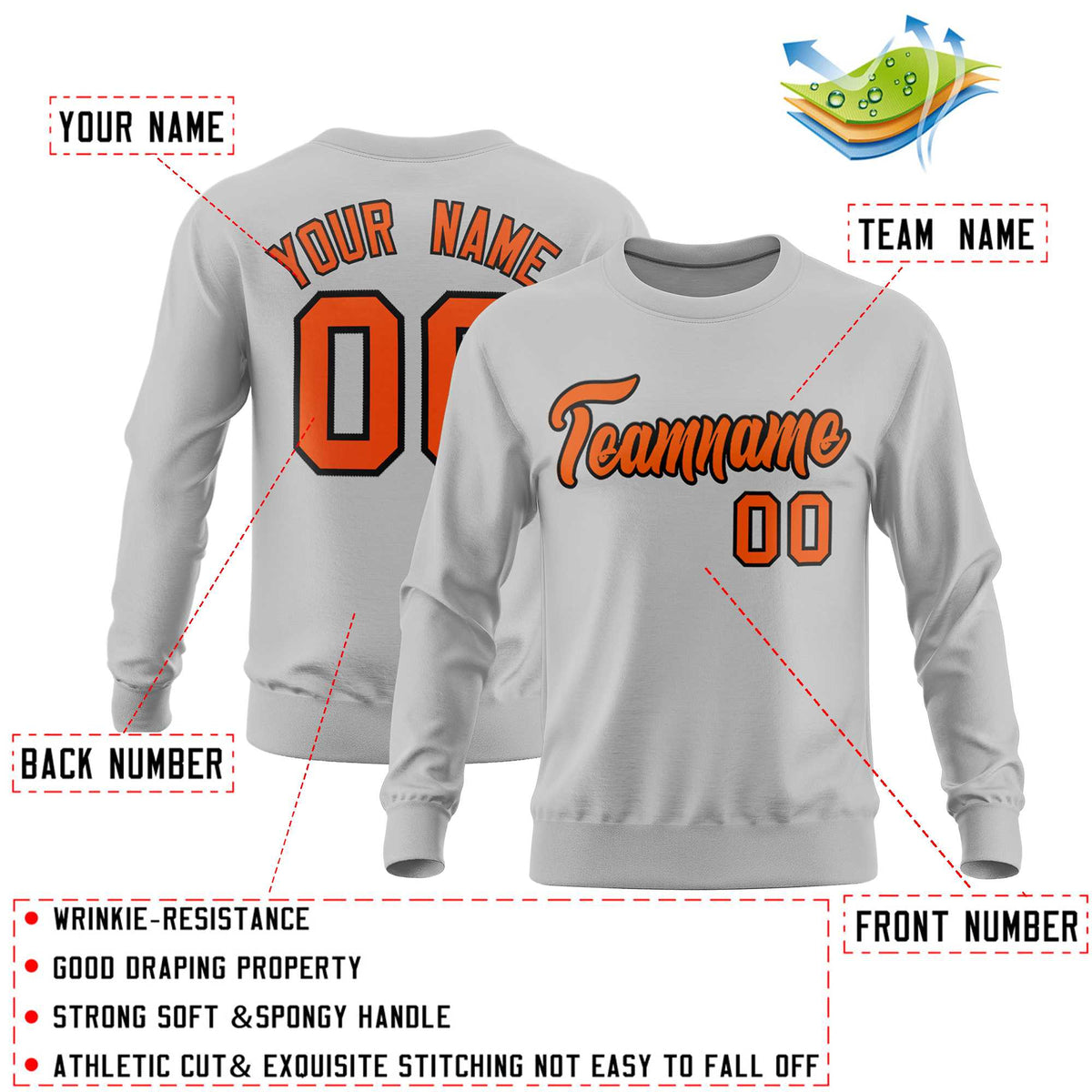 Custom Gray Classic Style Personalized Uniform Pullover Hoodie| KXKSHOP