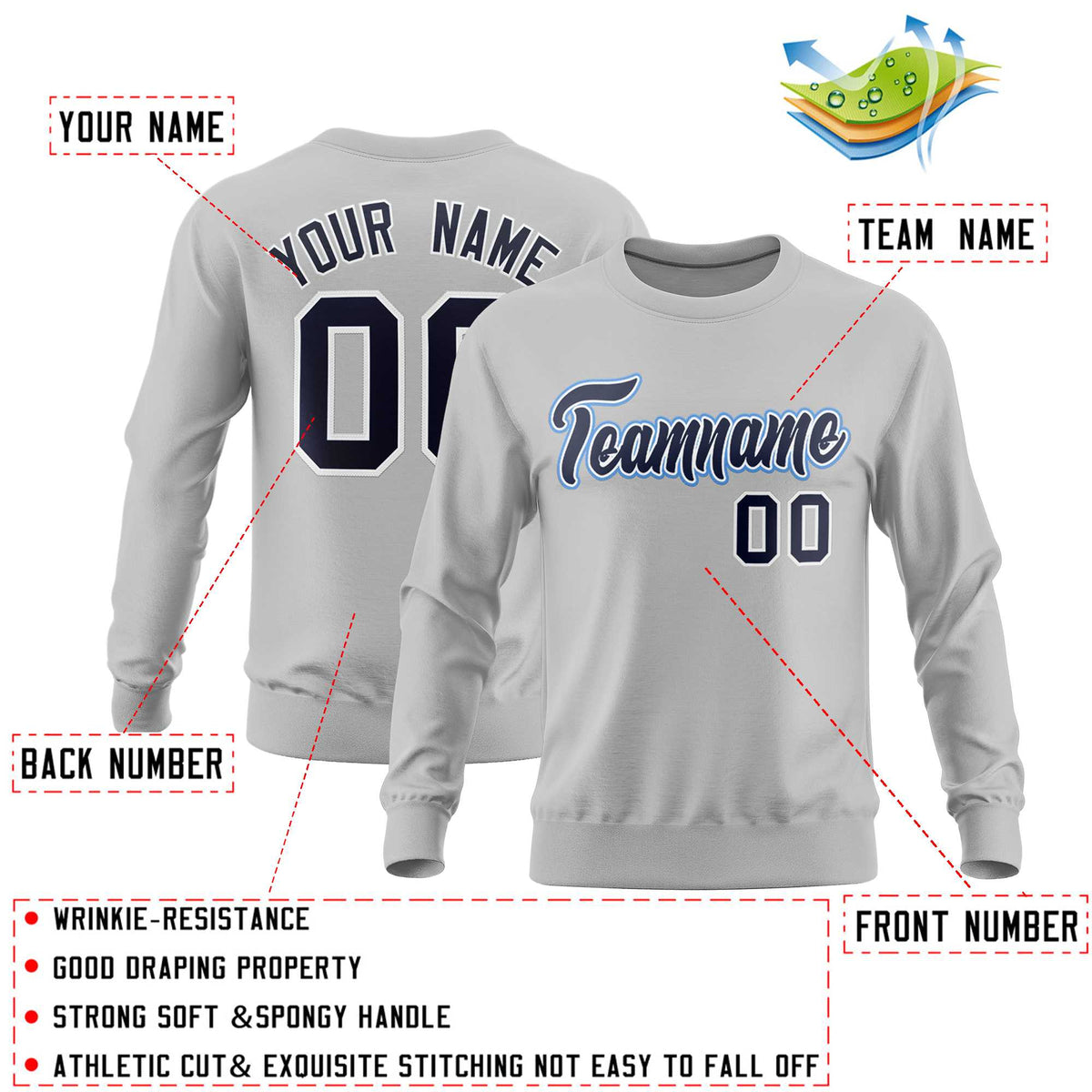 Custom Gray Classic Style Personalized Uniform Pullover Hoodie| KXKSHOP