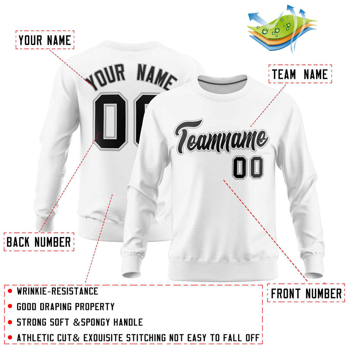 Custom White Classic Style Personalized Uniform Pullover Hoodie| KXKSHOP