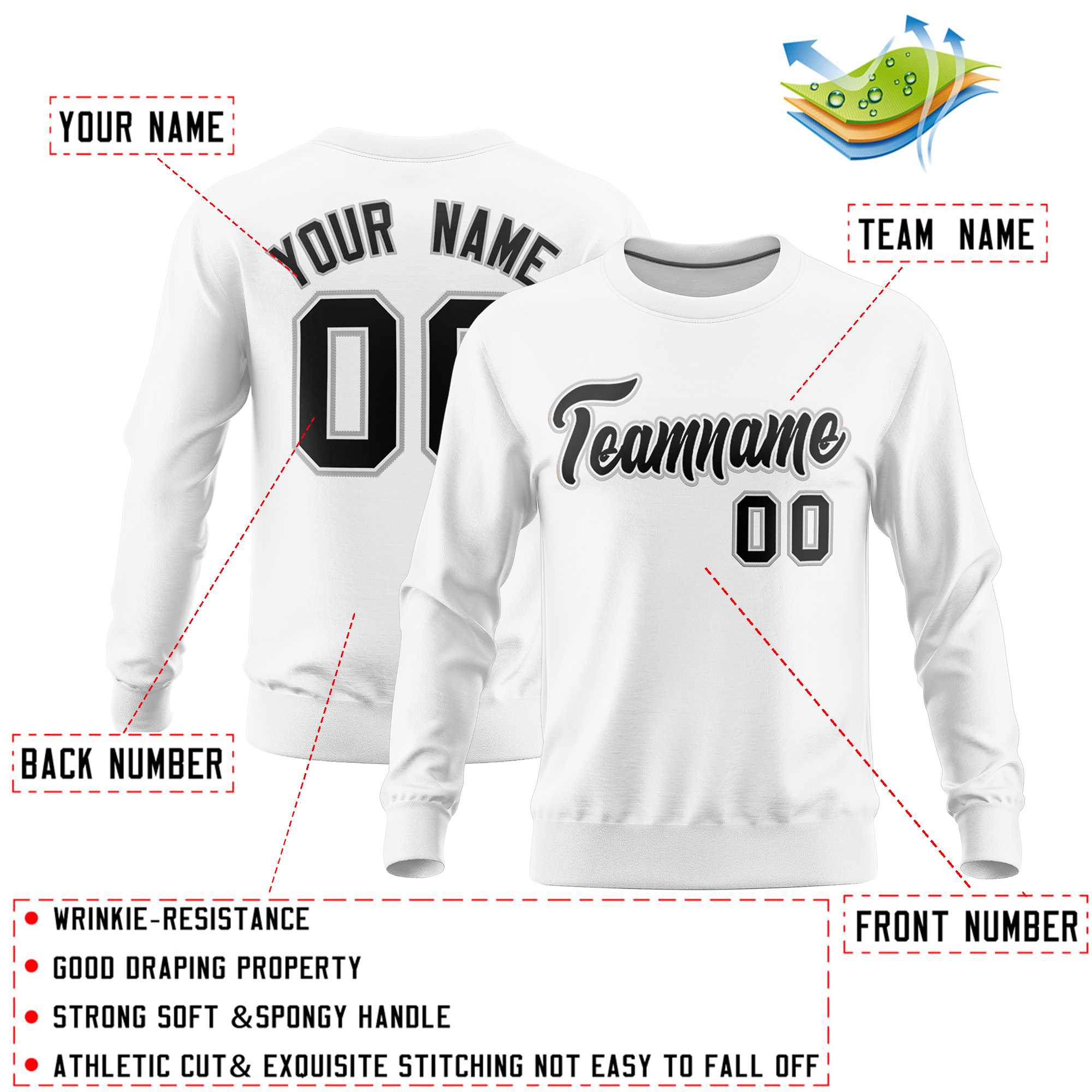 Custom White Classic Style Personalized Uniform Pullover Hoodie| KXKSHOP