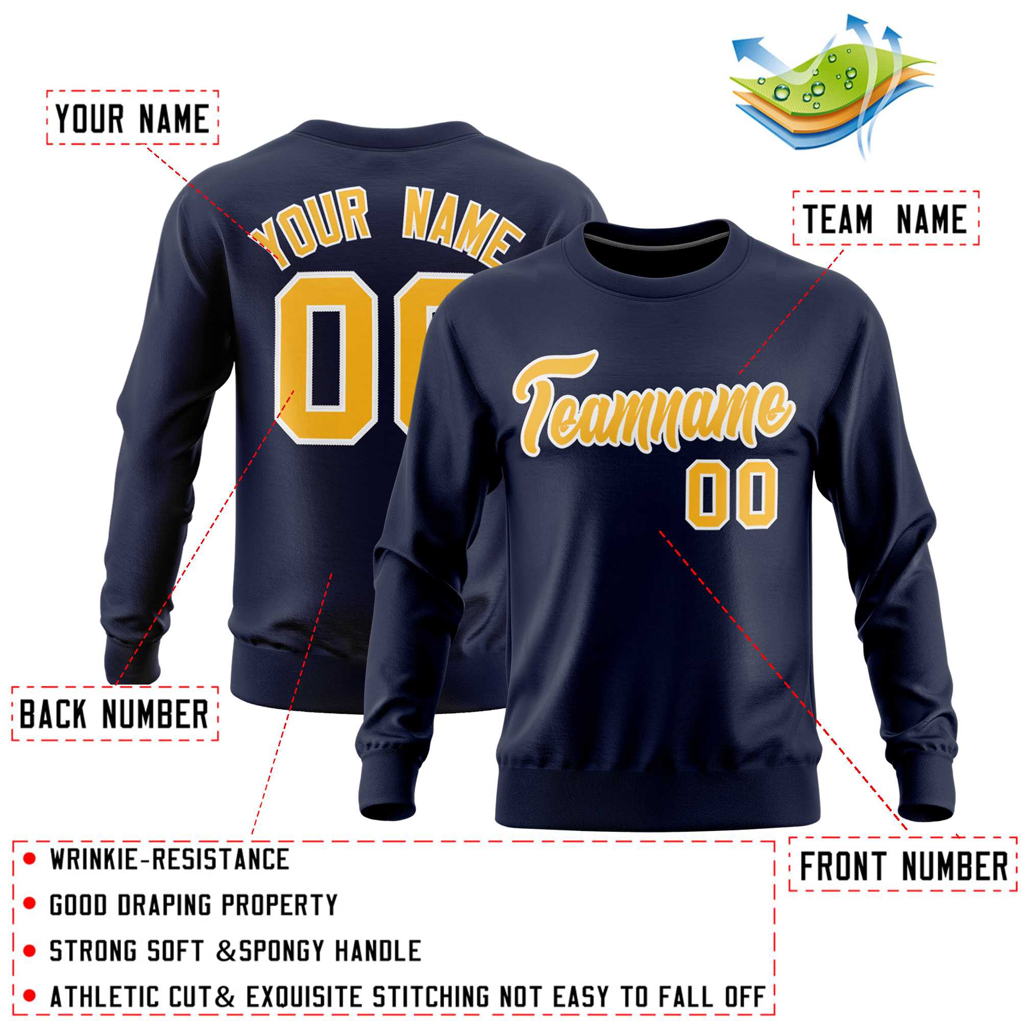 Custom Navy Classic Style Personalized Uniform Pullover Hoodie| KXKSHOP