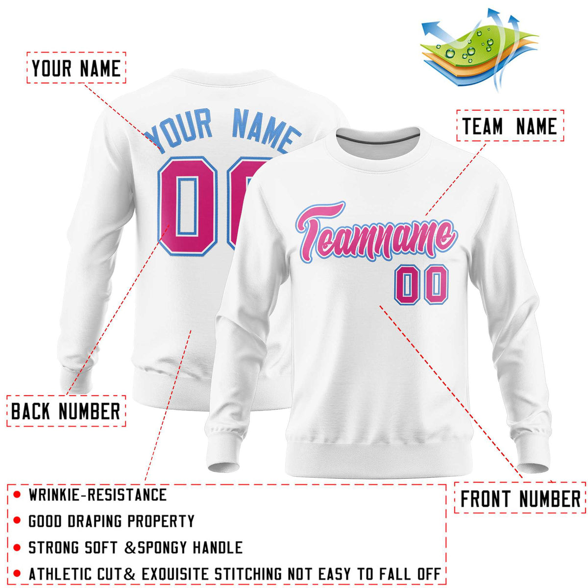 Custom White Classic Style Personalized Uniform Pullover Hoodie| KXKSHOP