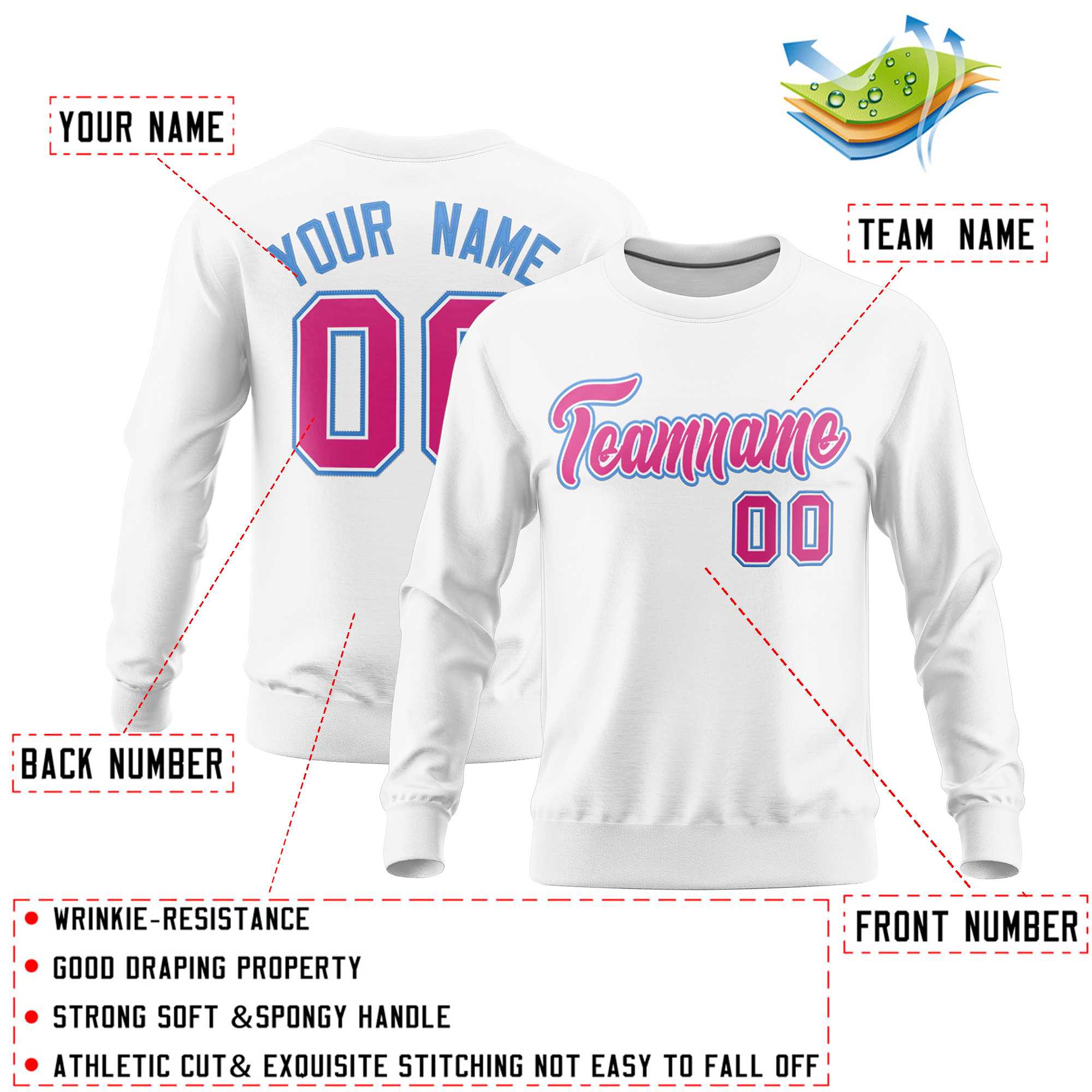 Custom White Classic Style Personalized Uniform Pullover Hoodie| KXKSHOP