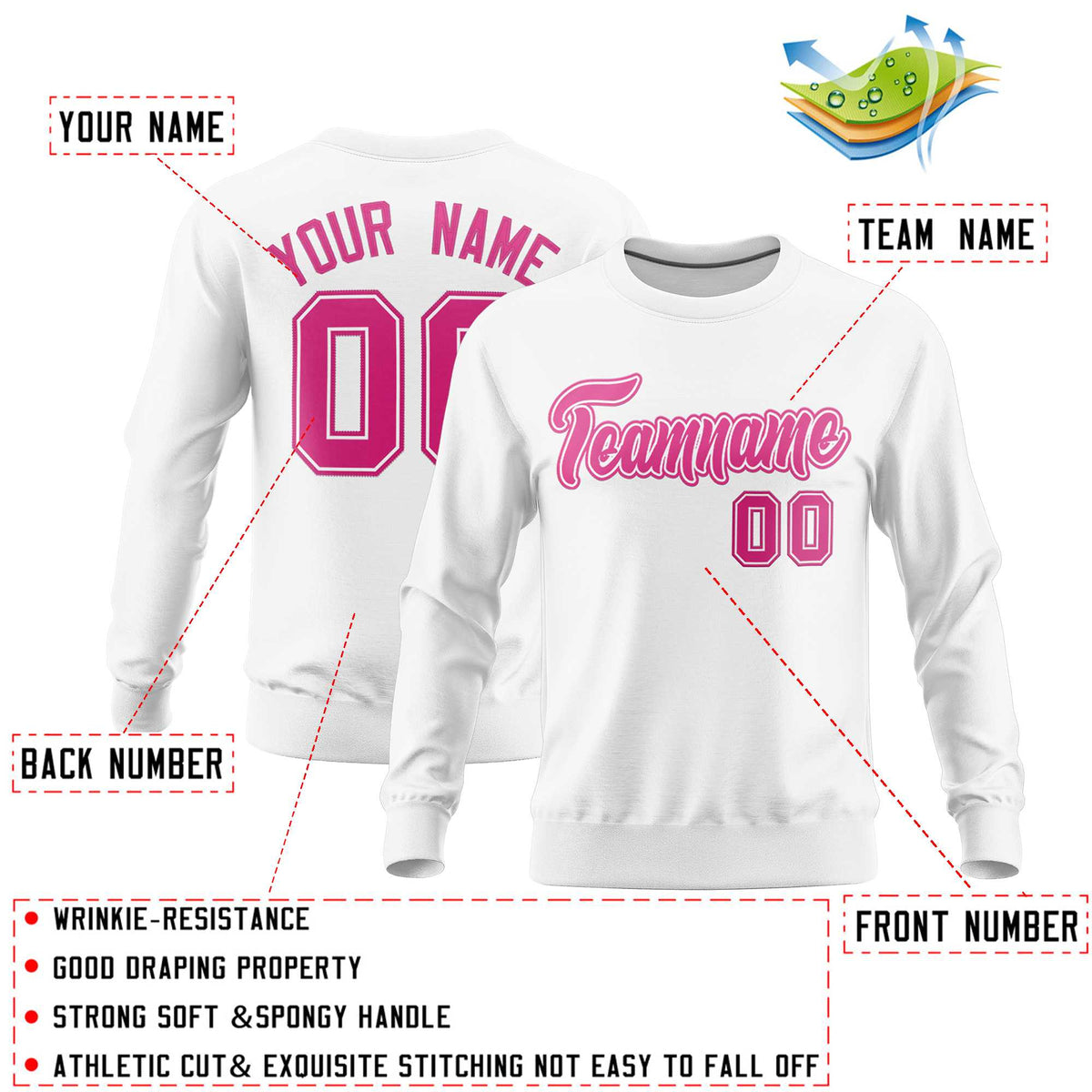 Custom White Classic Style Personalized Uniform Pullover Hoodie| KXKSHOP