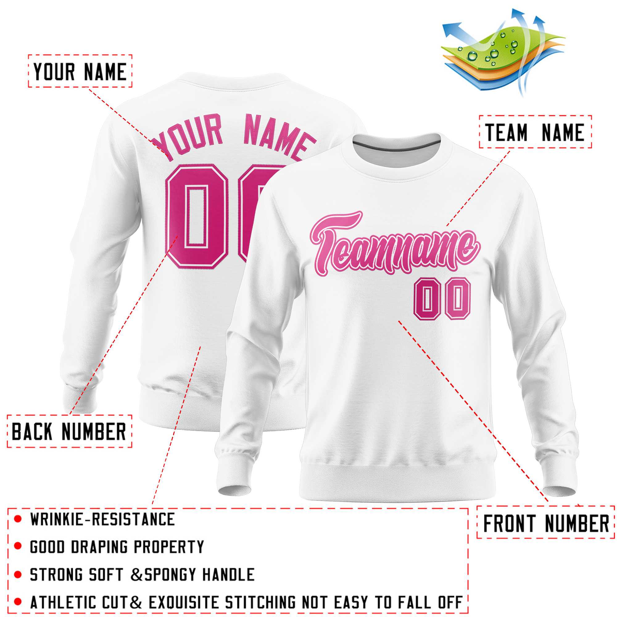 Custom White Classic Style Personalized Uniform Pullover Hoodie| KXKSHOP