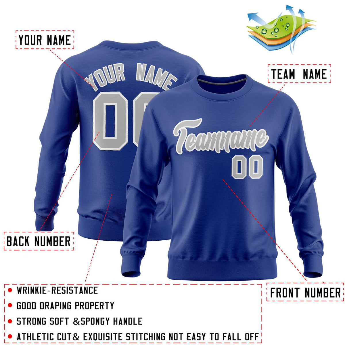 Custom Royal Classic Style Personalized Uniform Pullover Hoodie| KXKSHOP