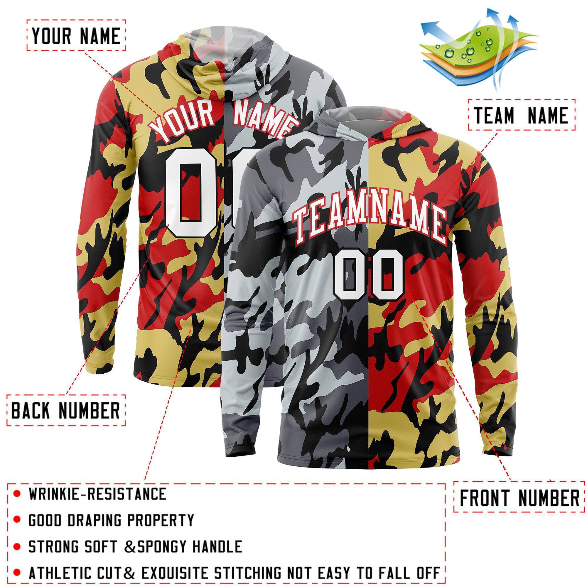 Custom Black Gray-Silver Personalized Camo Design Quick Dry Lightweight Hoodie| KXKSHOP