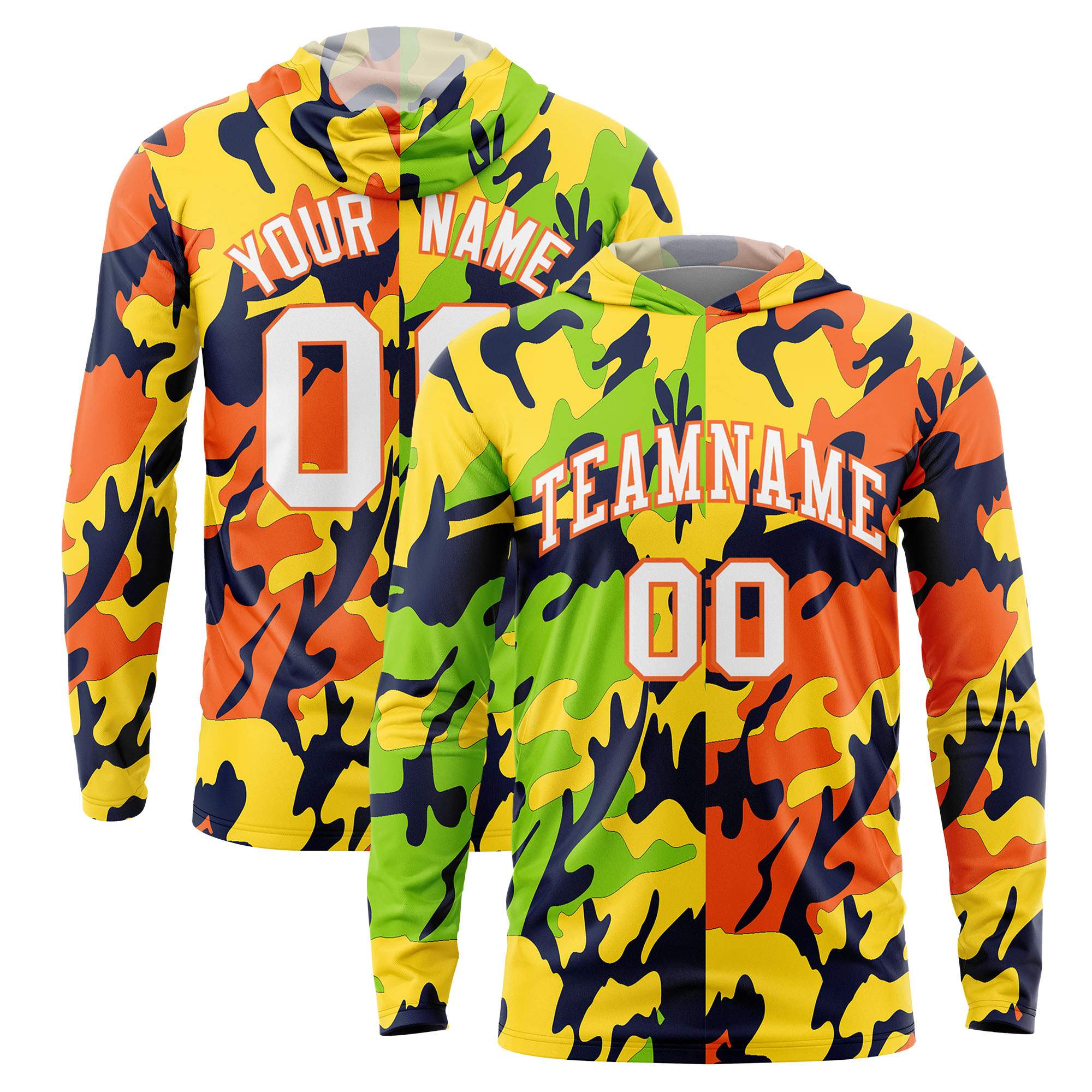 Custom Neon Green Gold-Navy Personalized Camo Design Quick Dry Lightweight Hoodie| KXKSHOP