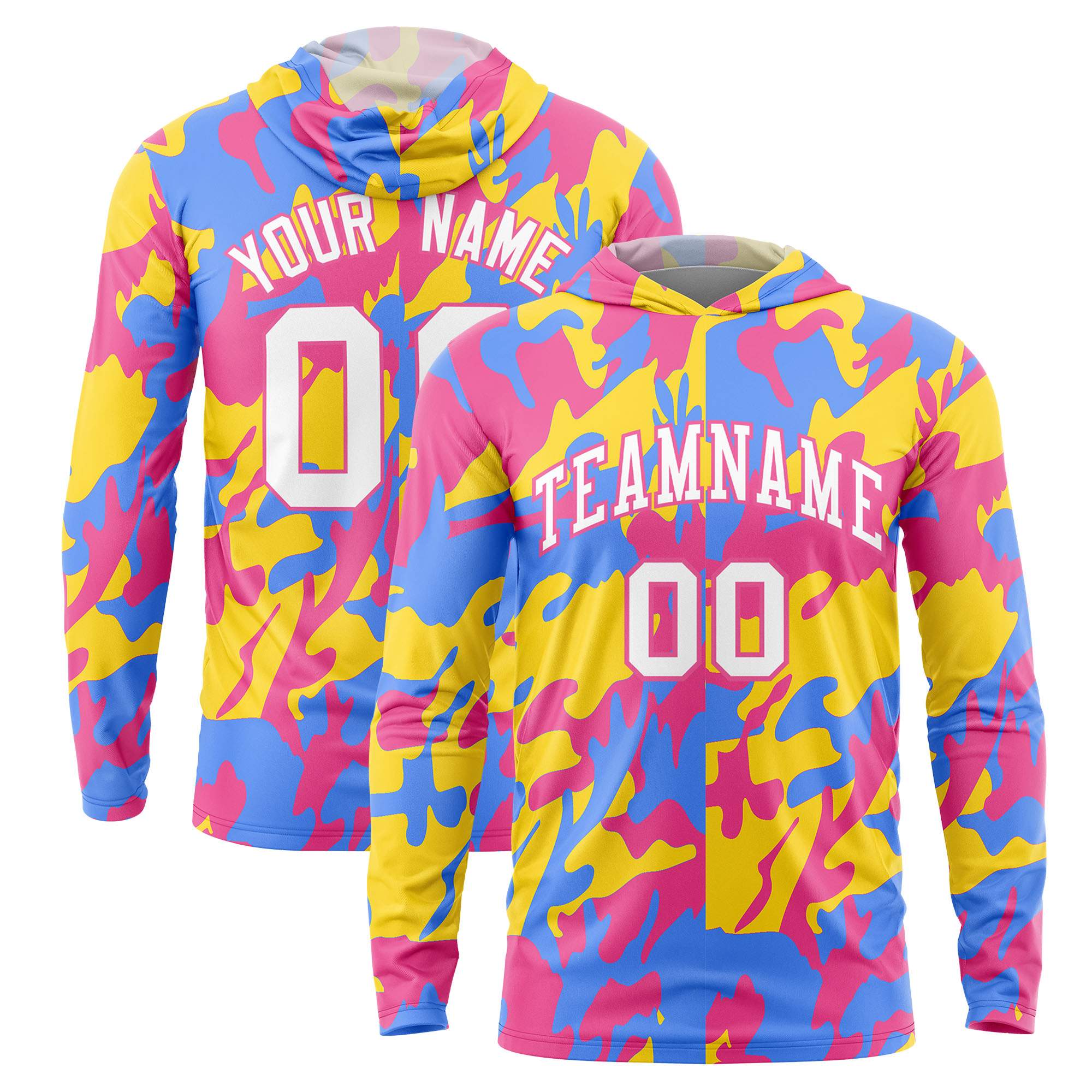 Custom Pink Gold-Powder Blue Personalized Camo Design Quick Dry Lightweight Hoodie| KXKSHOP