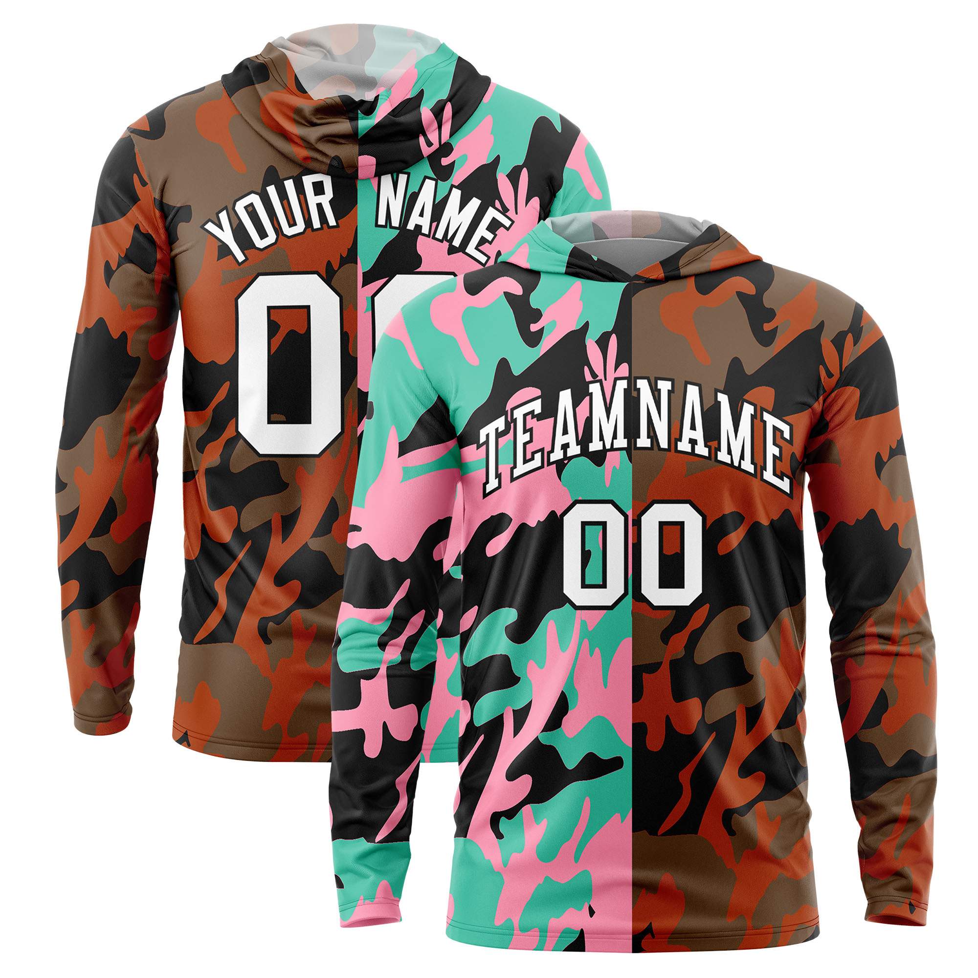 Custom Bright Green Light Pink-Black Personalized Camo Design Quick Dry Lightweight Hoodie| KXKSHOP