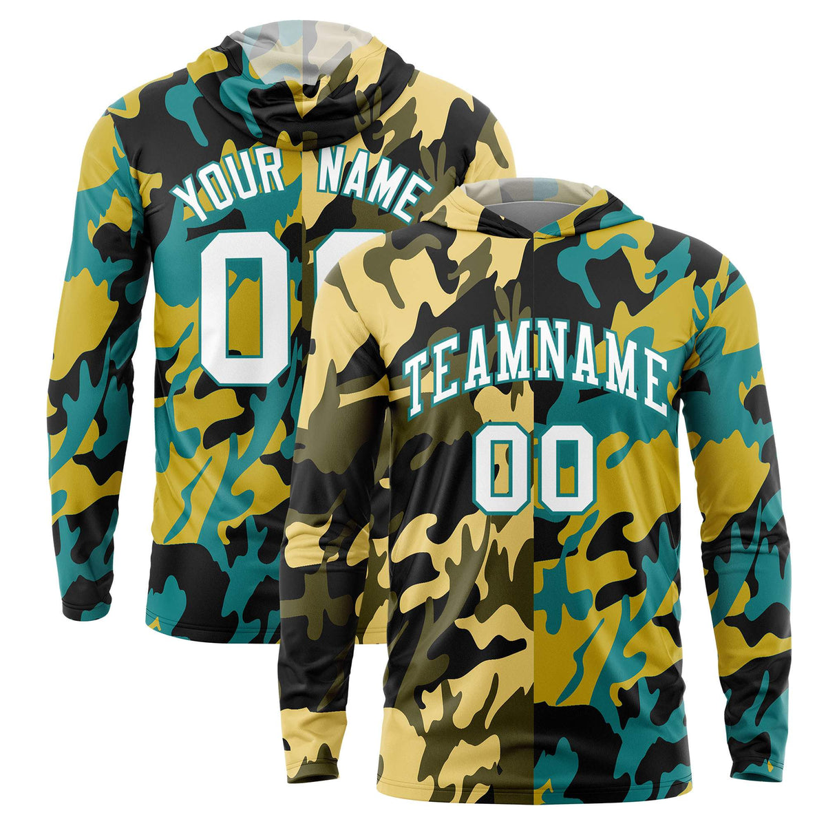 Custom Khaki Black-Olive Personalized Camo Design Quick Dry Lightweight Hoodie| KXKSHOP