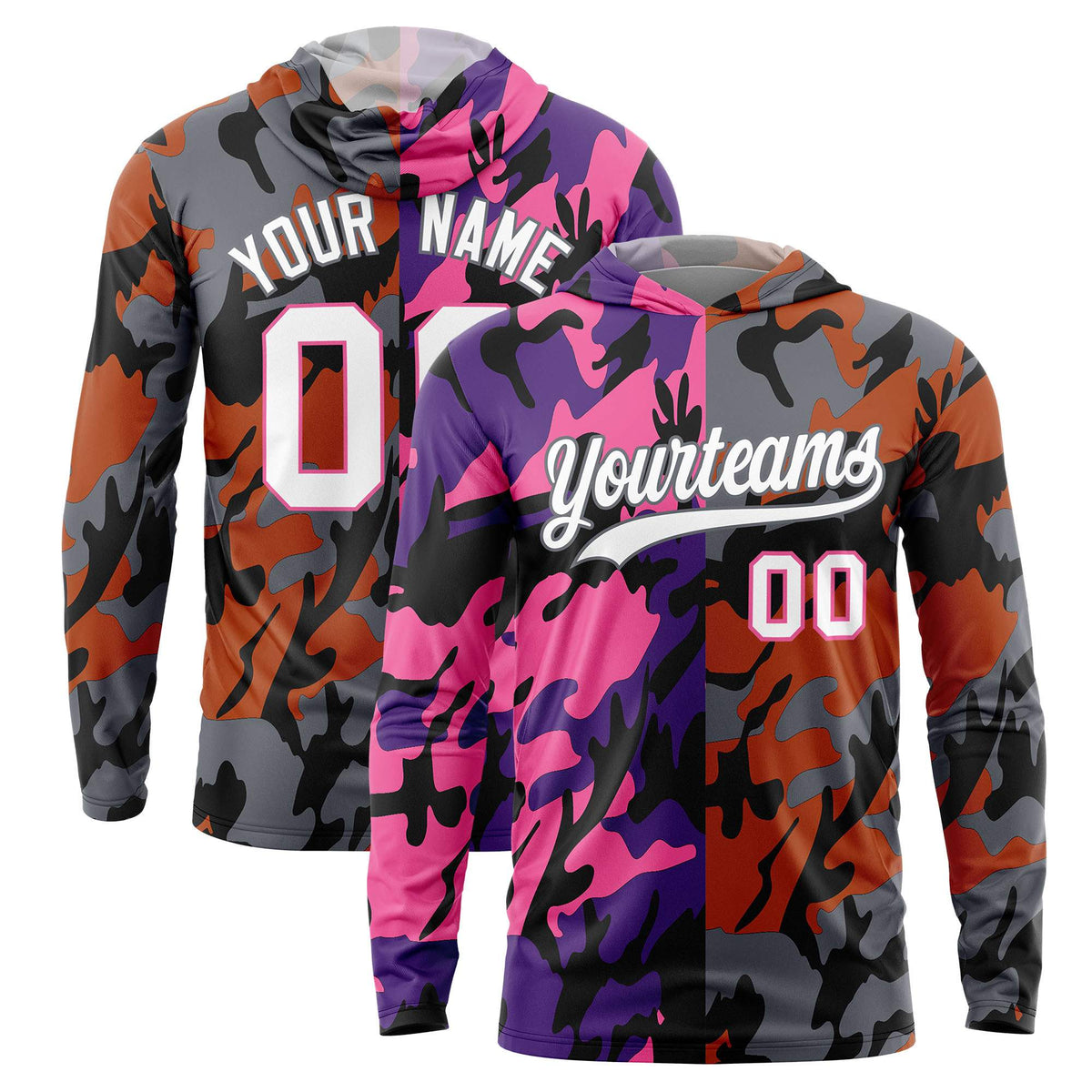 Custom Purple Pink-Black Personalized Camo Design Quick Dry Lightweight Hoodie| KXKSHOP