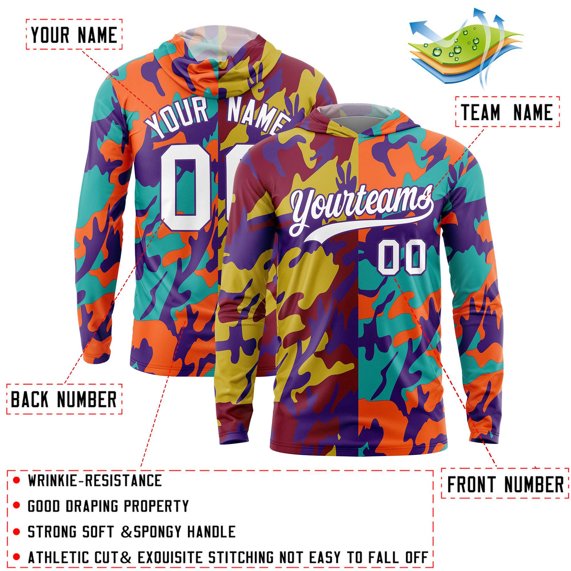 Custom Crimson Old Gold-Purple Personalized Camo Design Quick Dry Lightweight Hoodie| KXKSHOP