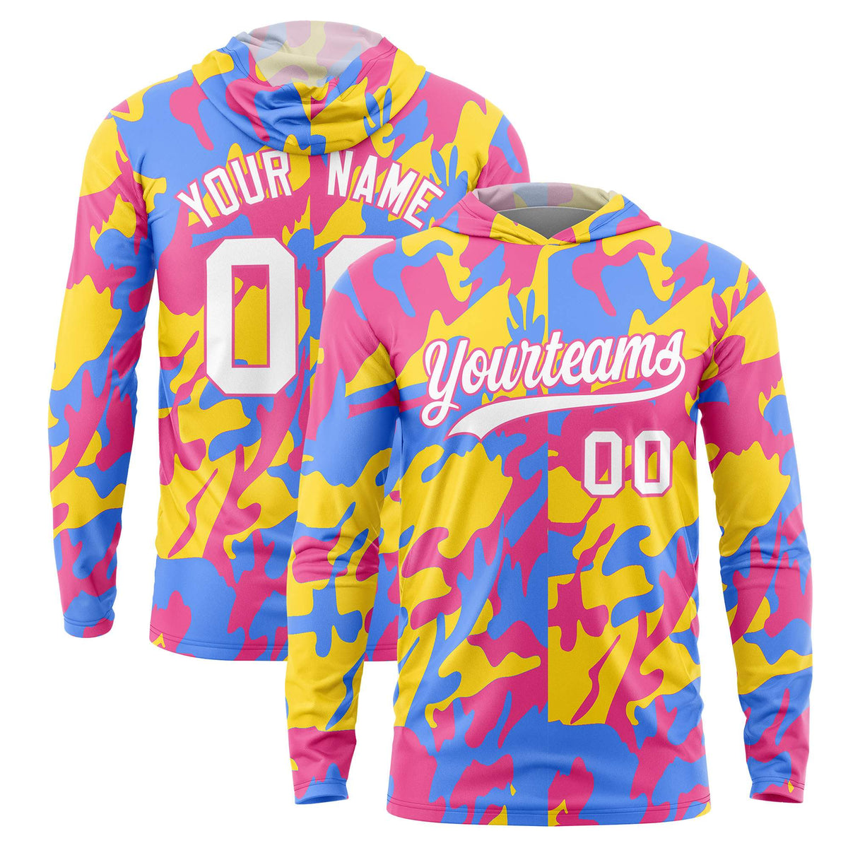 Custom Pink Gold-Powder Blue Personalized Camo Design Quick Dry Lightweight Hoodie| KXKSHOP