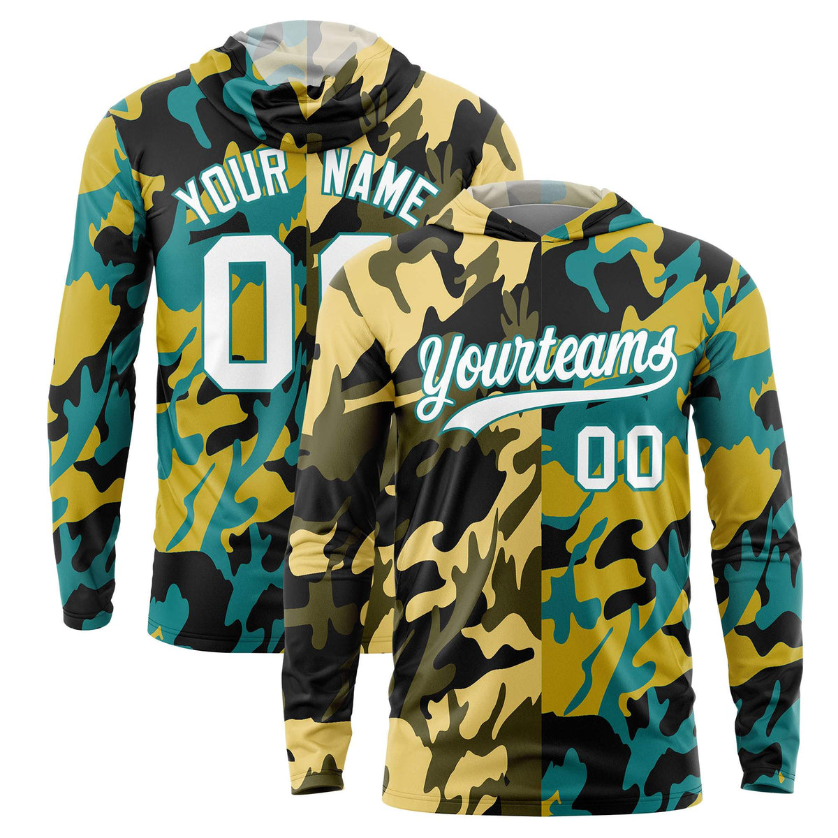 Custom Khaki Black-Olive Personalized Camo Design Quick Dry Lightweight Hoodie| KXKSHOP