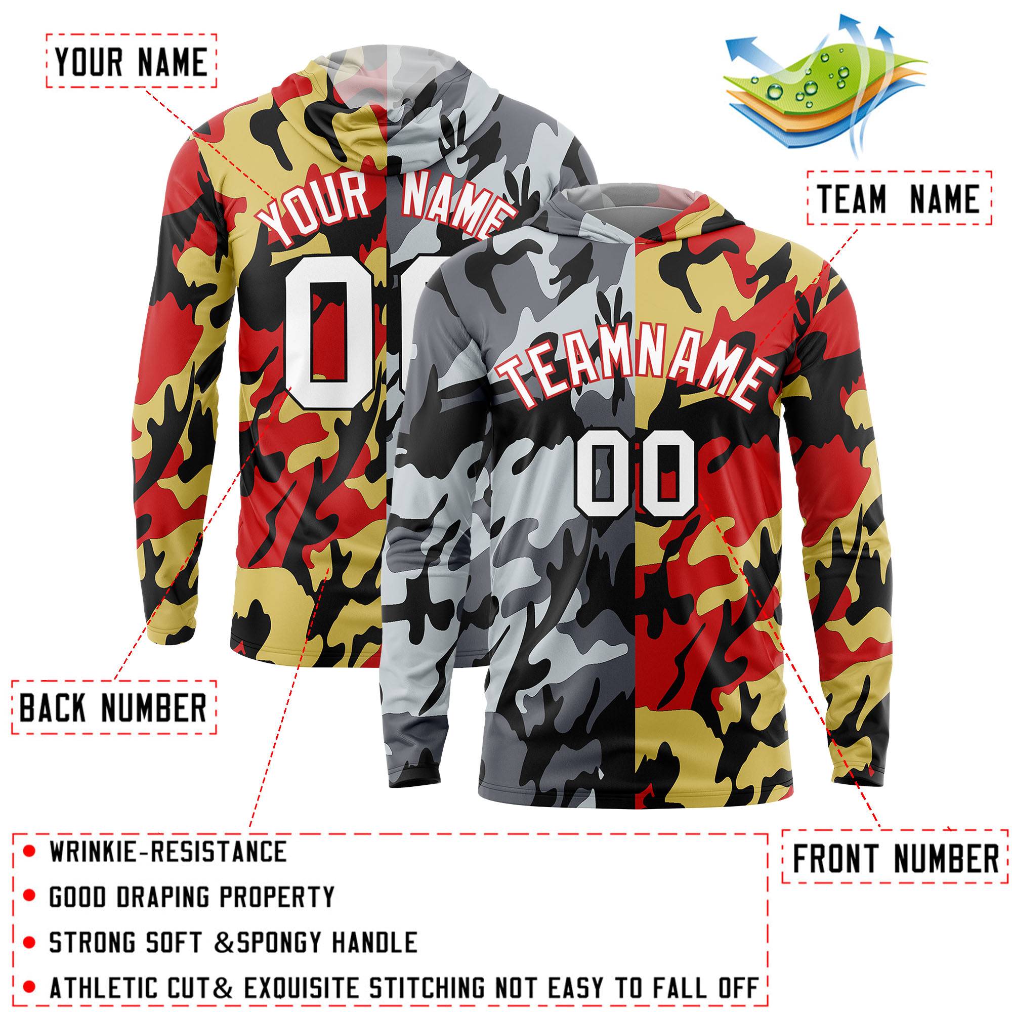 Custom Black Gray-Silver Personalized Camo Design Quick Dry Lightweight Hoodie| KXKSHOP