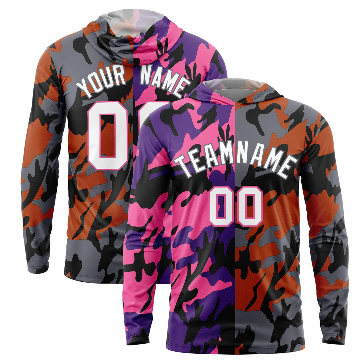 Custom Purple Pink-Black Personalized Camo Design Quick Dry Lightweight Hoodie| KXKSHOP