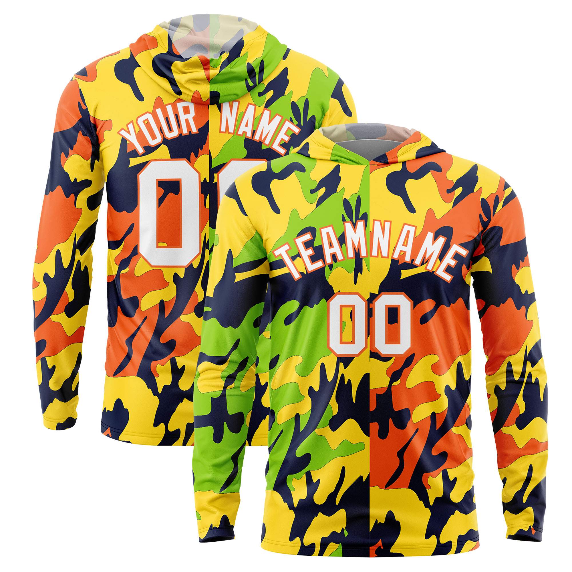 Custom Neon Green Gold-Navy Personalized Camo Design Quick Dry Lightweight Hoodie| KXKSHOP