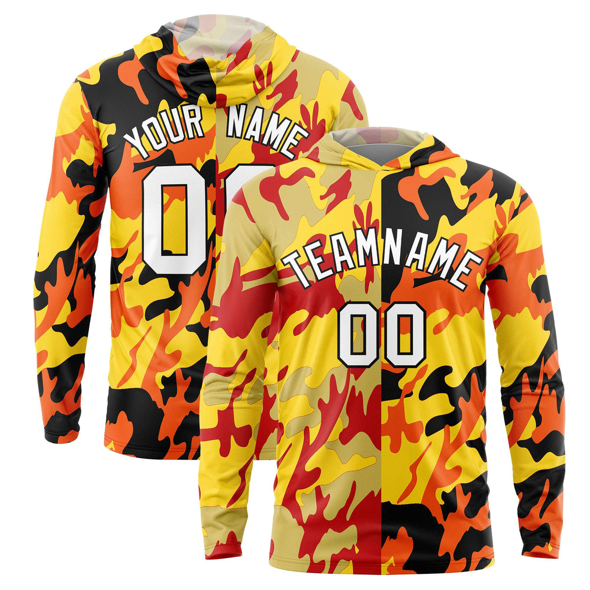 Custom Khaki Gold-Red Personalized Camo Design Quick Dry Lightweight Hoodie| KXKSHOP