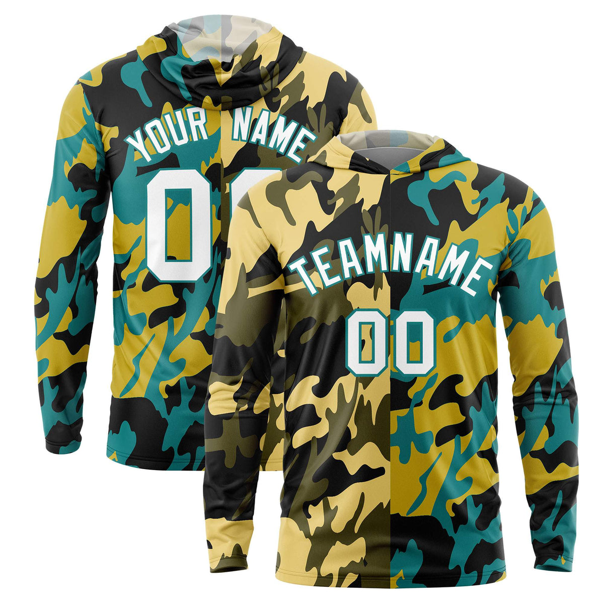 Custom Khaki Black-Olive Personalized Camo Design Quick Dry Lightweight Hoodie| KXKSHOP