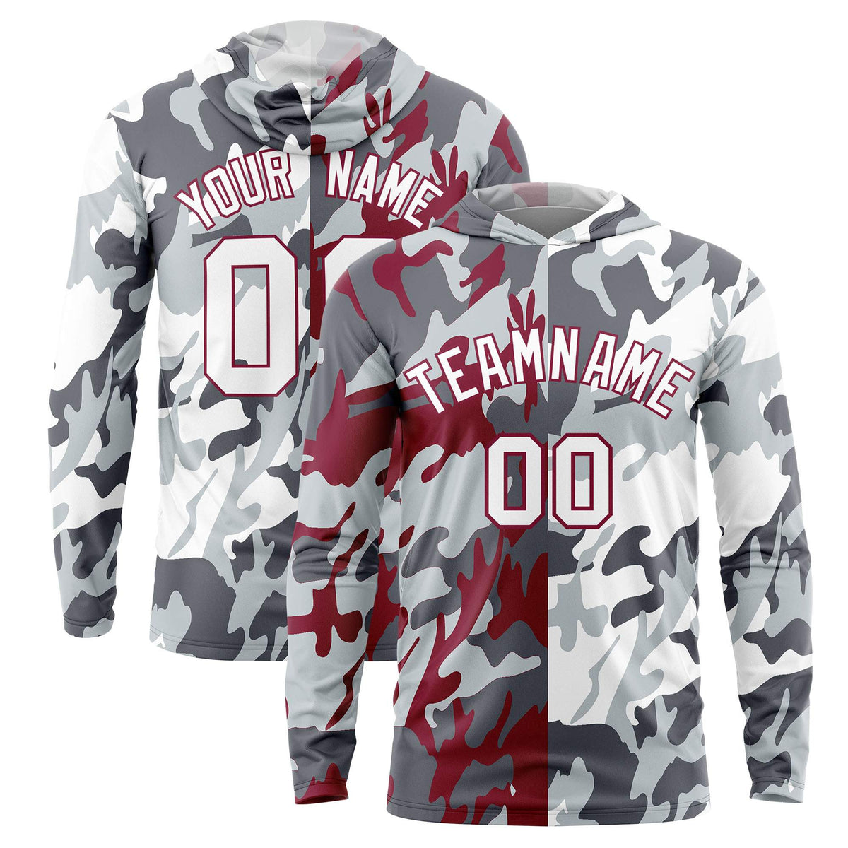 Custom Gray Crimson-Silver Personalized Camo Design Quick Dry Lightweight Hoodie| KXKSHOP