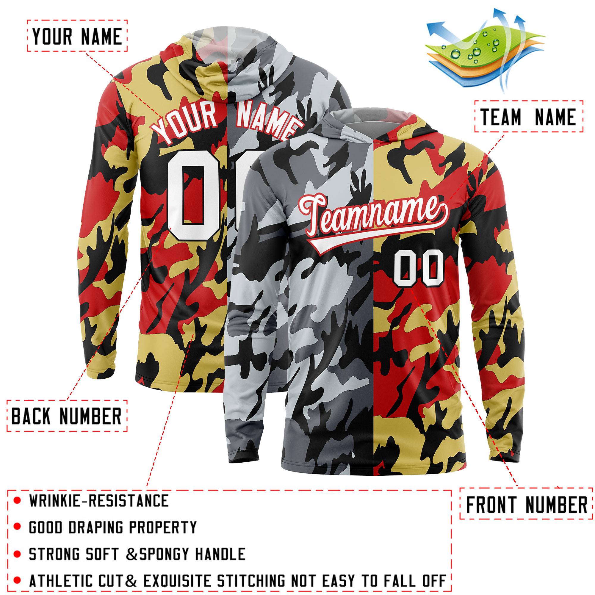 Custom Black Gray-Silver Personalized Camo Design Quick Dry Lightweight Hoodie| KXKSHOP