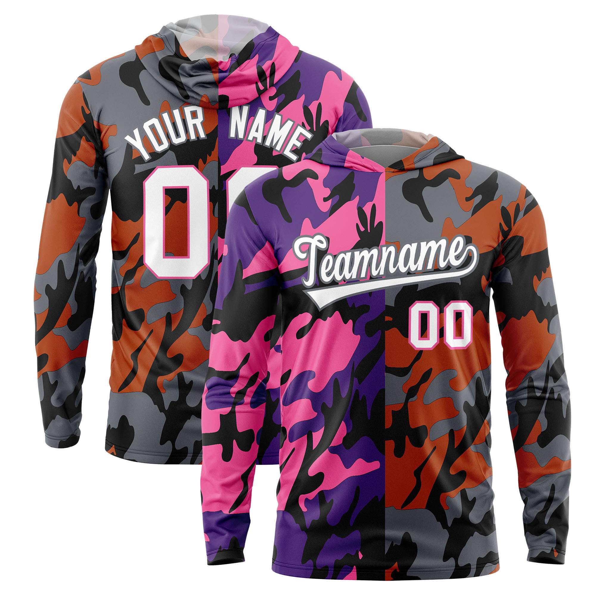 Custom Purple Pink-Black Personalized Camo Design Quick Dry Lightweight Hoodie| KXKSHOP