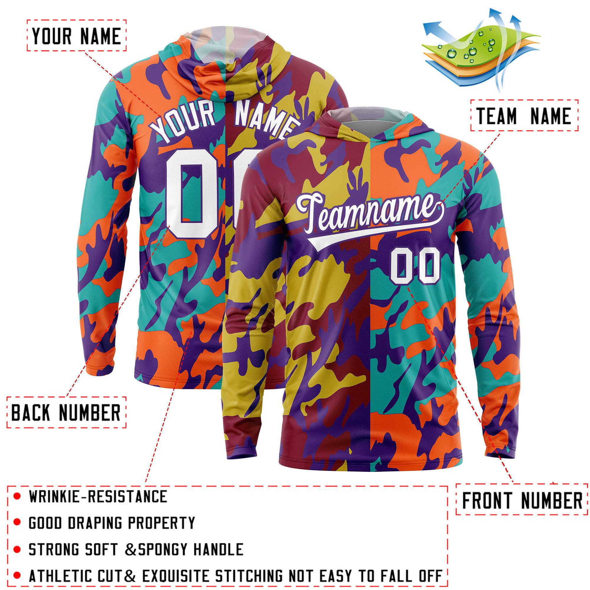 Custom Crimson Old Gold-Purple Personalized Camo Design Quick Dry Lightweight Hoodie| KXKSHOP