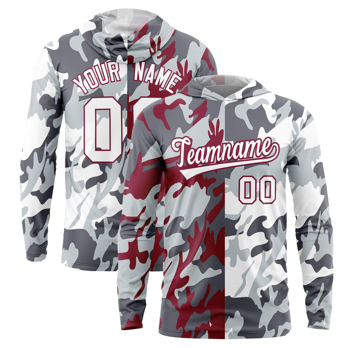 Custom Gray Crimson-Silver Personalized Camo Design Quick Dry Lightweight Hoodie| KXKSHOP